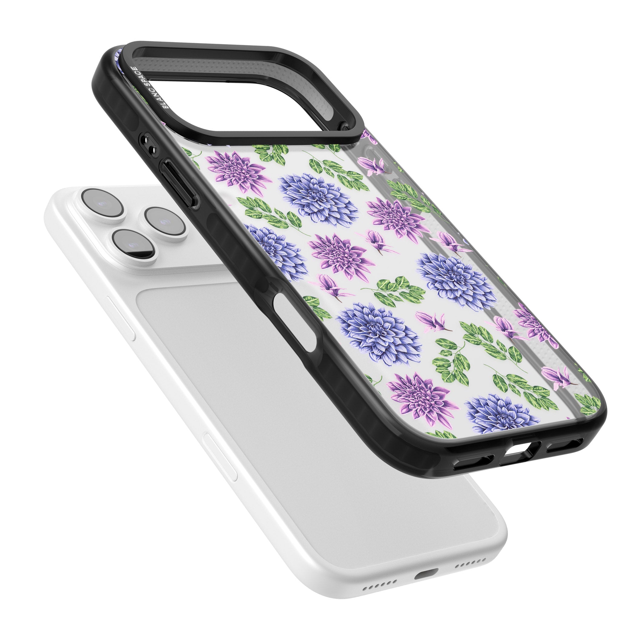 Purple Dahlias Floral iPhone 17 Pro Impact Black Phone Case Colours