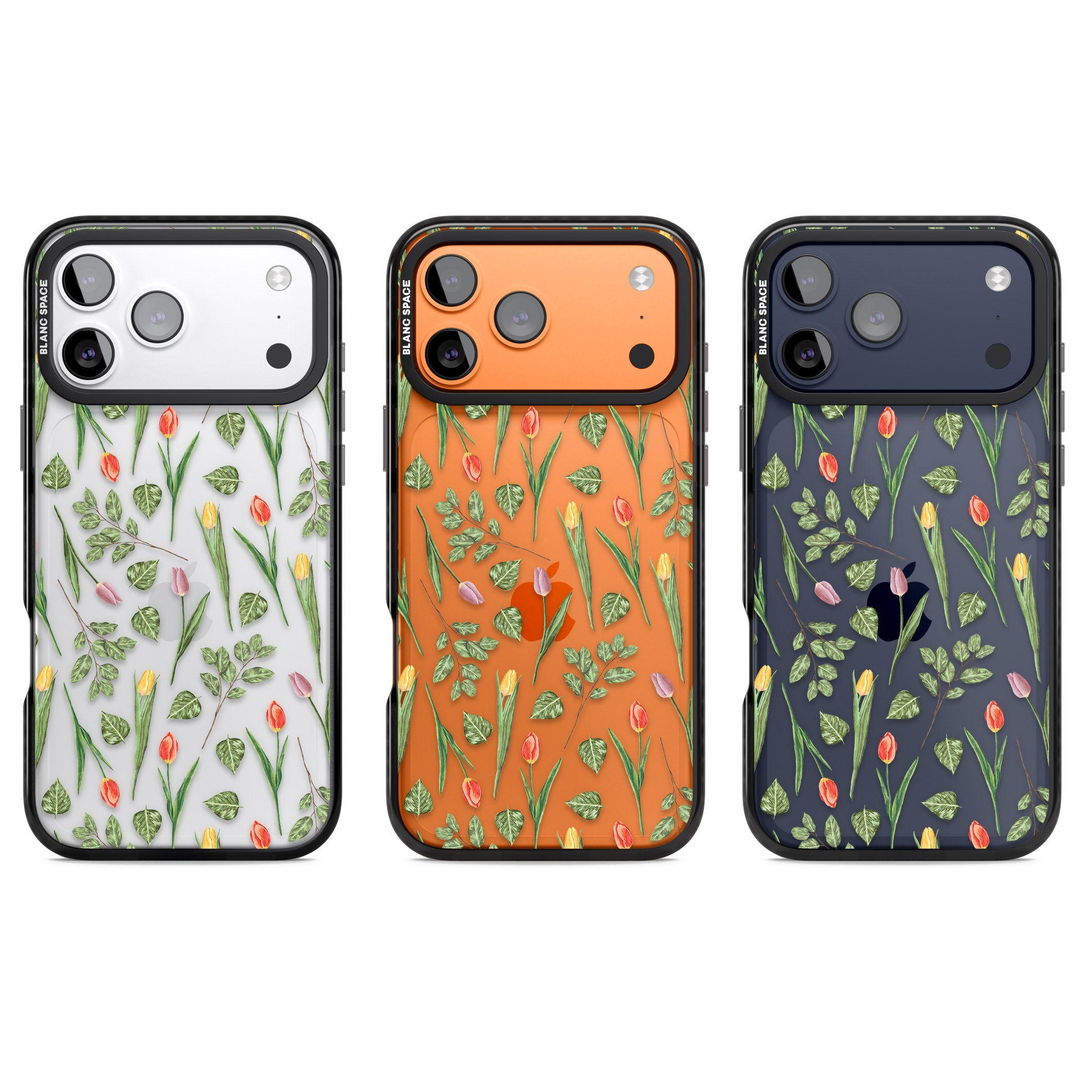 Spring Tulips Floral iPhone 17 Pro Impact Black Phone Case APT Impact Protection