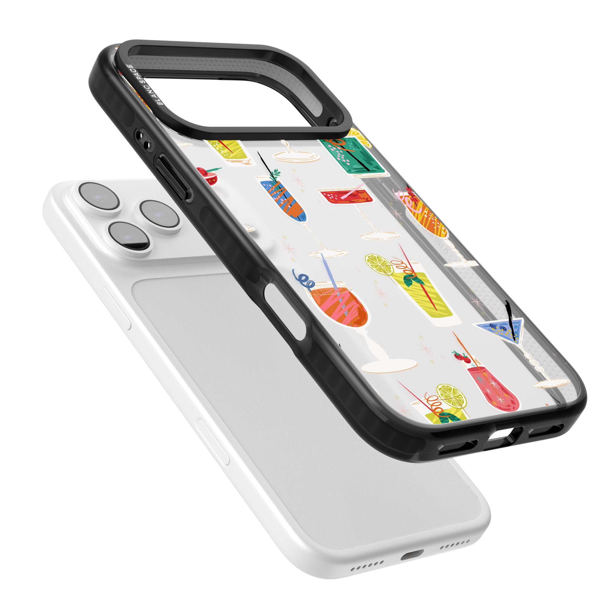 Retro Cocktails iPhone 17 Pro Impact Black Phone Case Colours