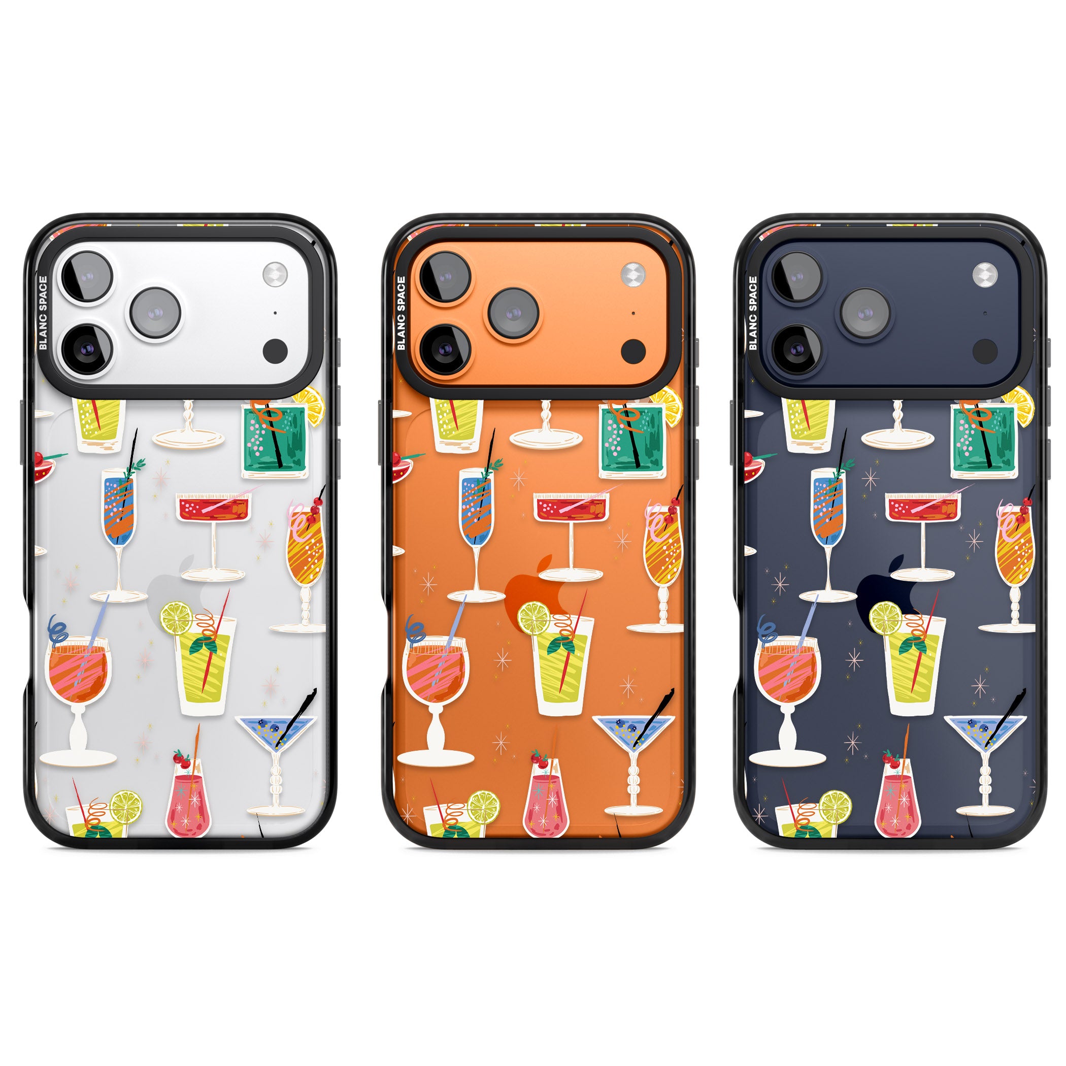 Retro Cocktails iPhone 17 Pro Impact Black Phone Case APT Impact Protection