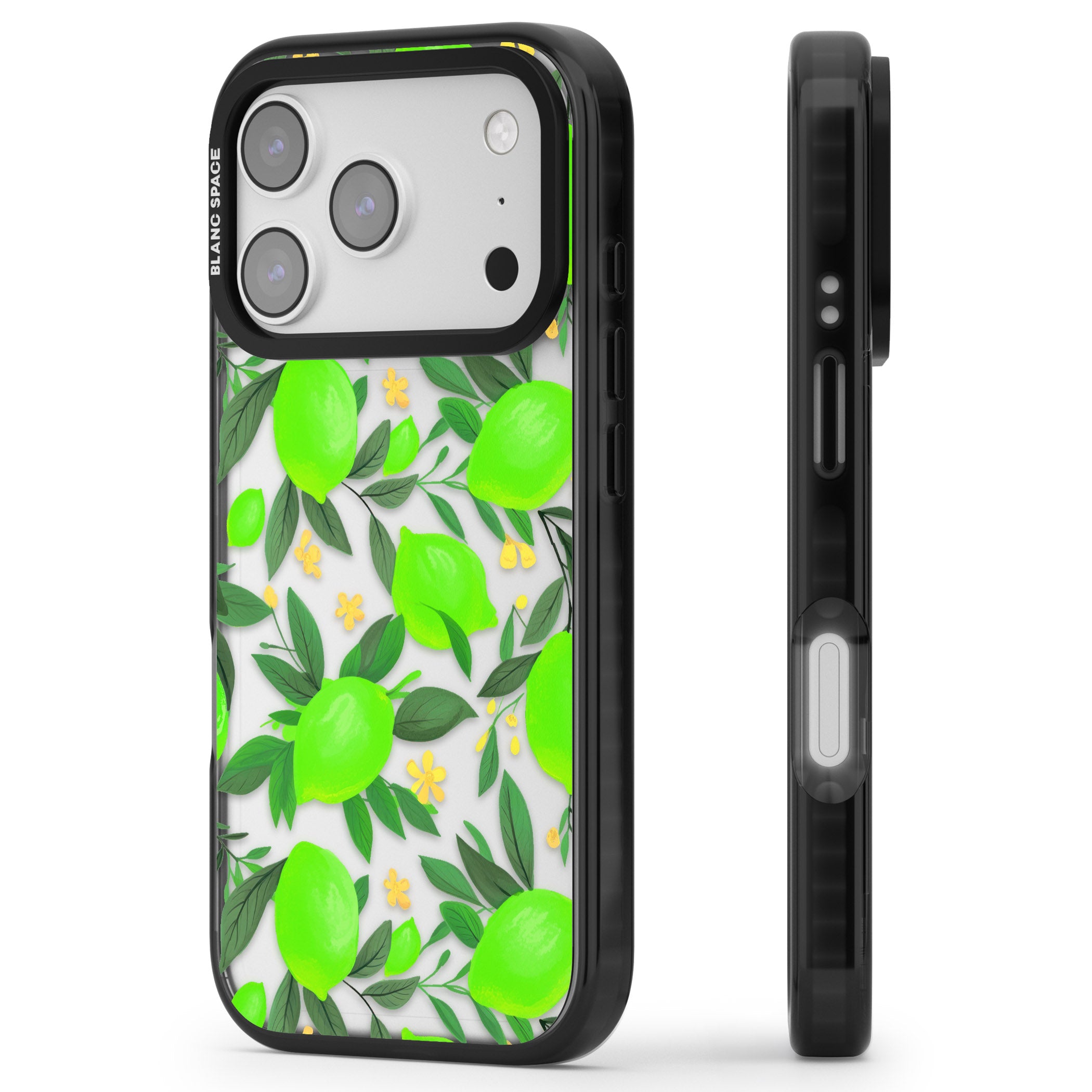 Lime Pattern iPhone 17 Pro Impact Black Phone Case Side Profile