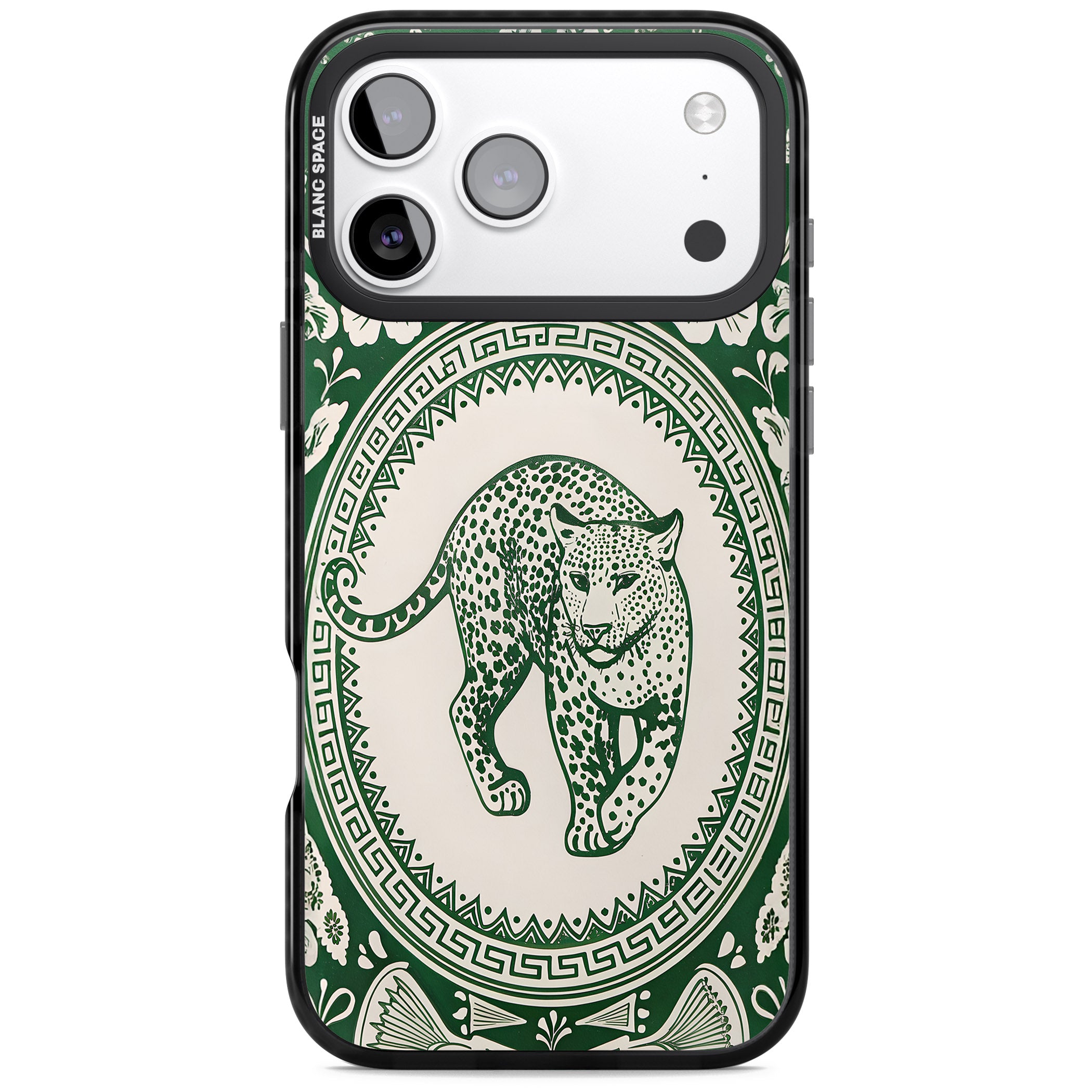 Green Leopard iPhone 17 Pro Impact Black Phone Case