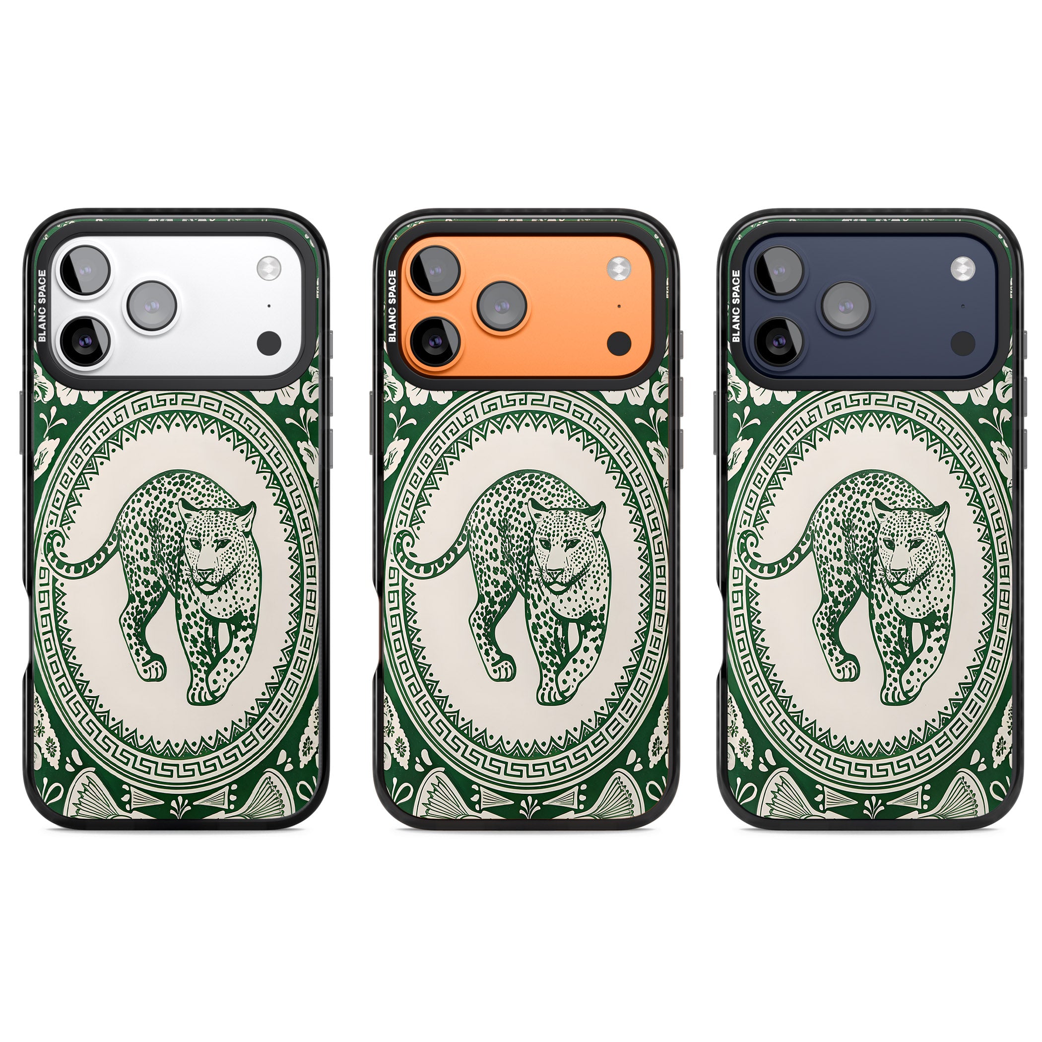 Green Leopard iPhone 17 Pro Impact Black Phone Case APT Impact Protection