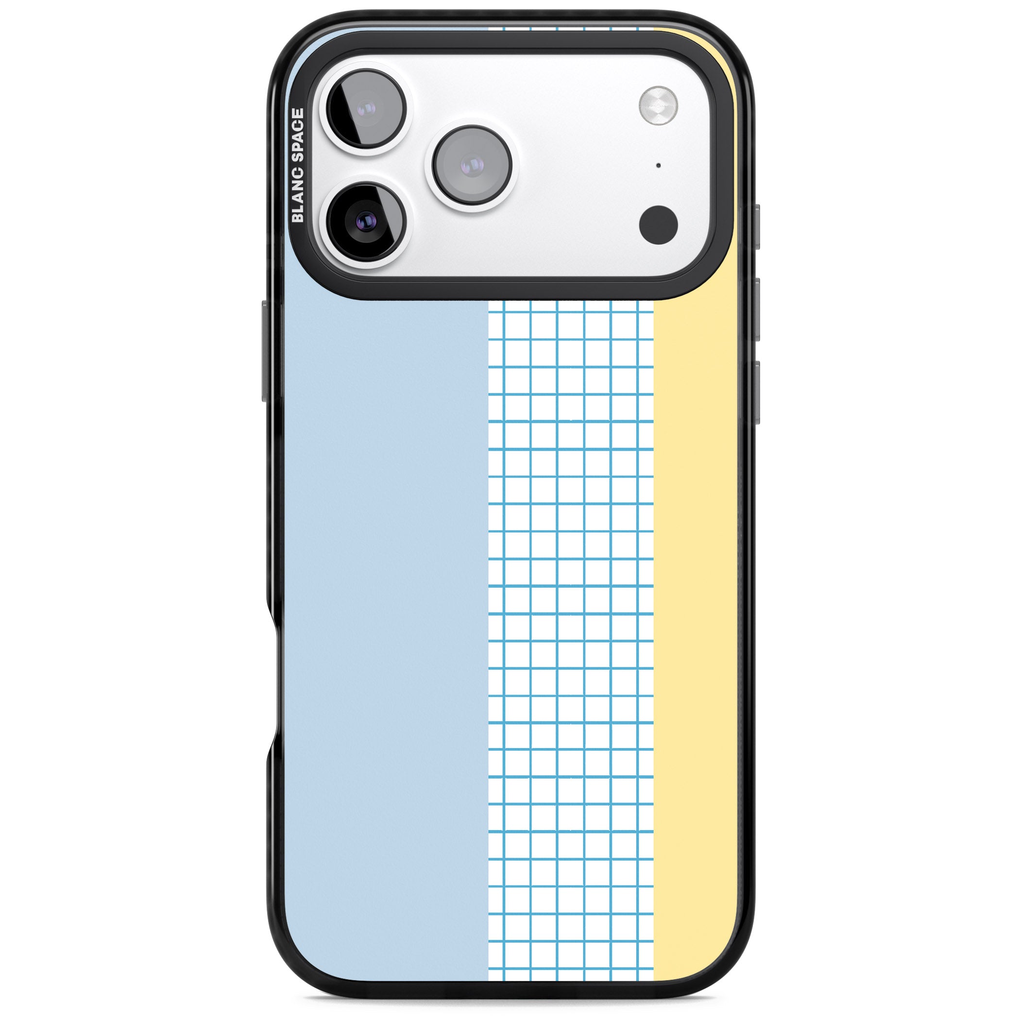 Abstract Grid Blue & Yellow iPhone 17 Pro Impact Black Phone Case