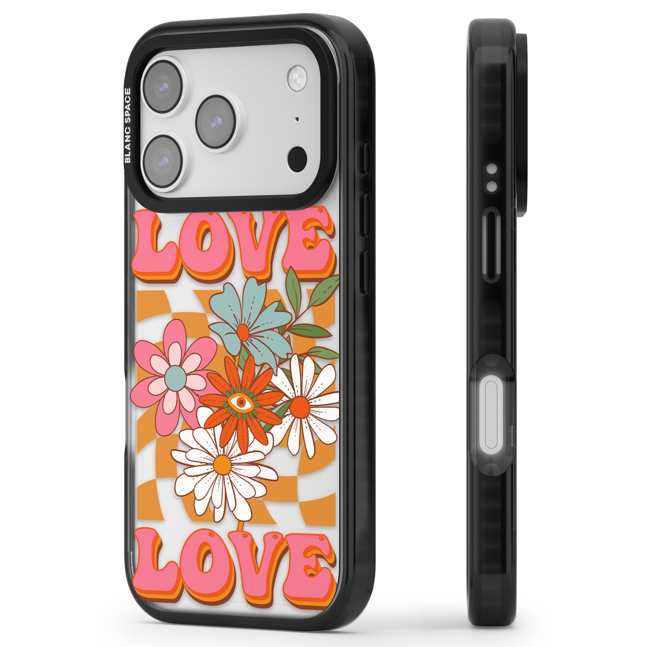 Love Bloom iPhone 17 Pro Impact Black Phone Case Side Profile