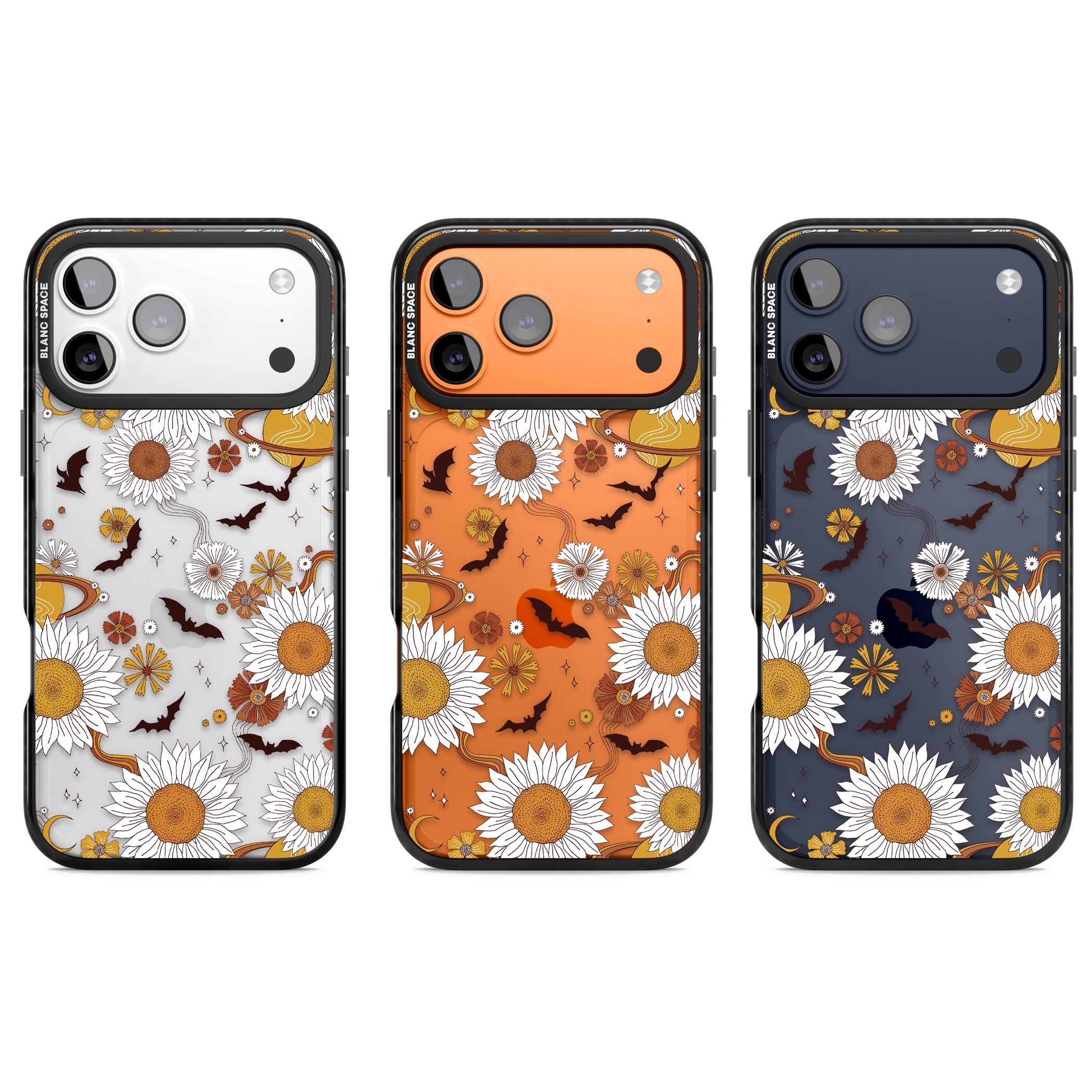 Halloween Bats And Planets iPhone 17 Pro Impact Black Phone Case APT Impact Protection
