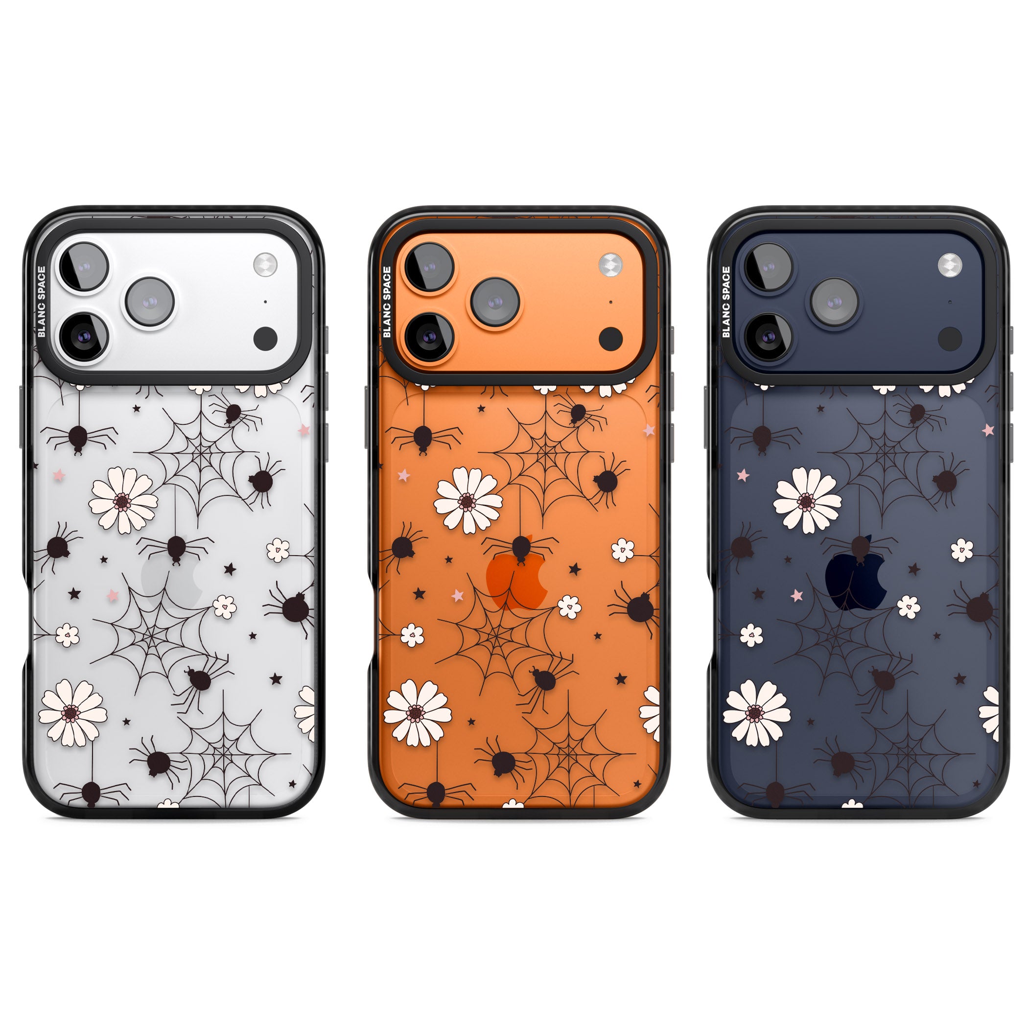 Spiders And Flowers Pattern iPhone 17 Pro Impact Black Phone Case APT Impact Protection