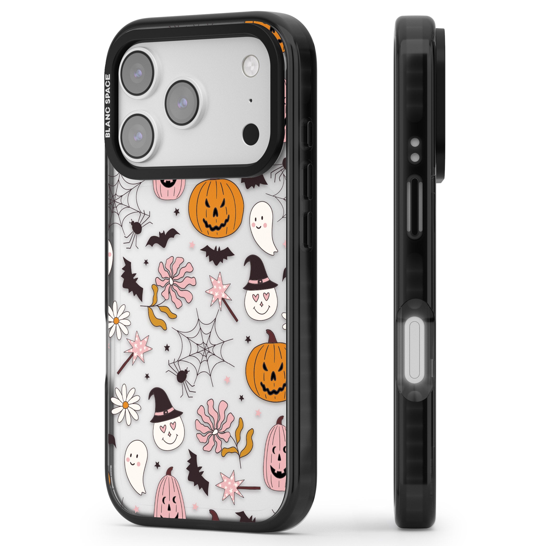 Spooky Mix iPhone 17 Pro Impact Black Phone Case Side Profile