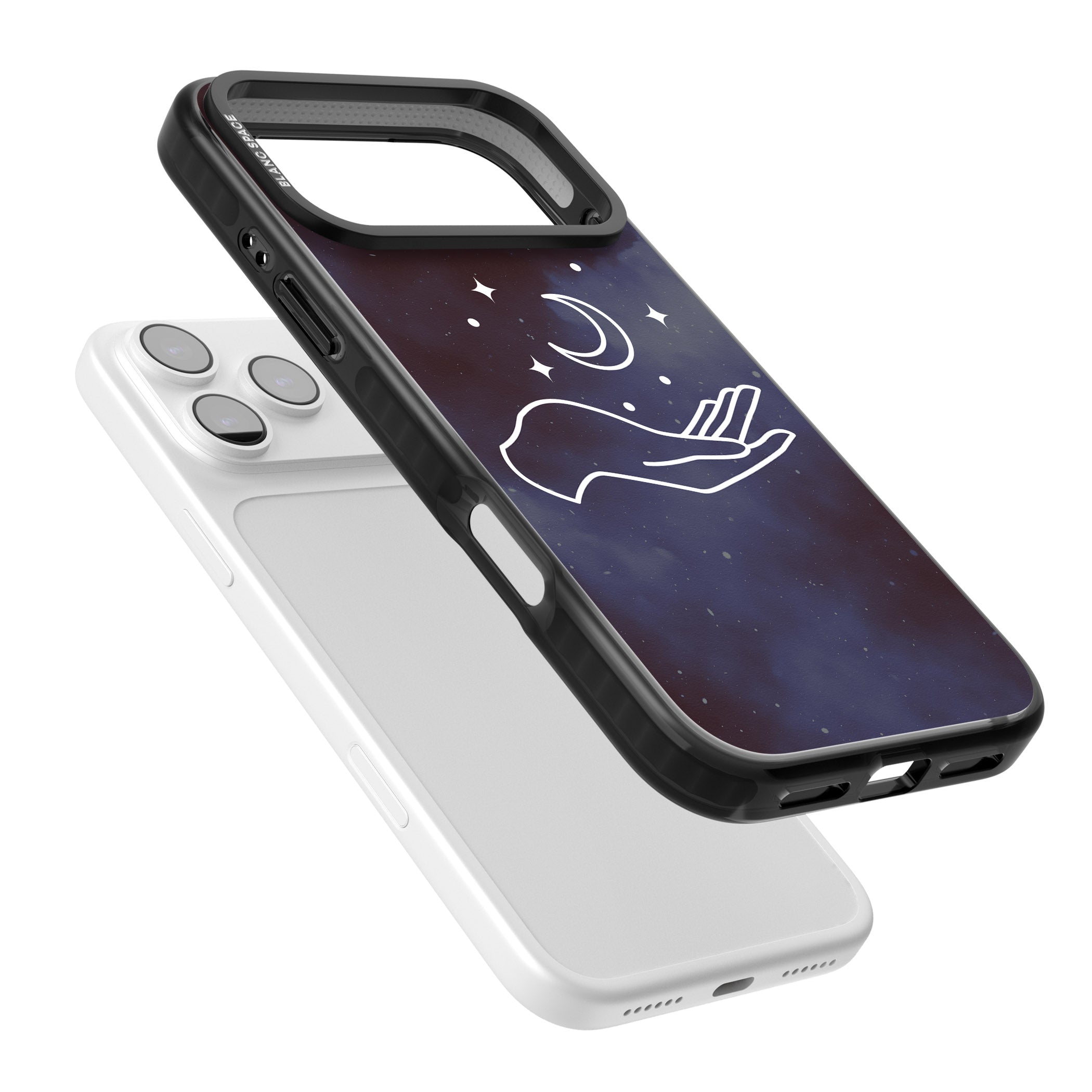 Celestial Hand & Moon iPhone 17 Pro Impact Black Phone Case Colours