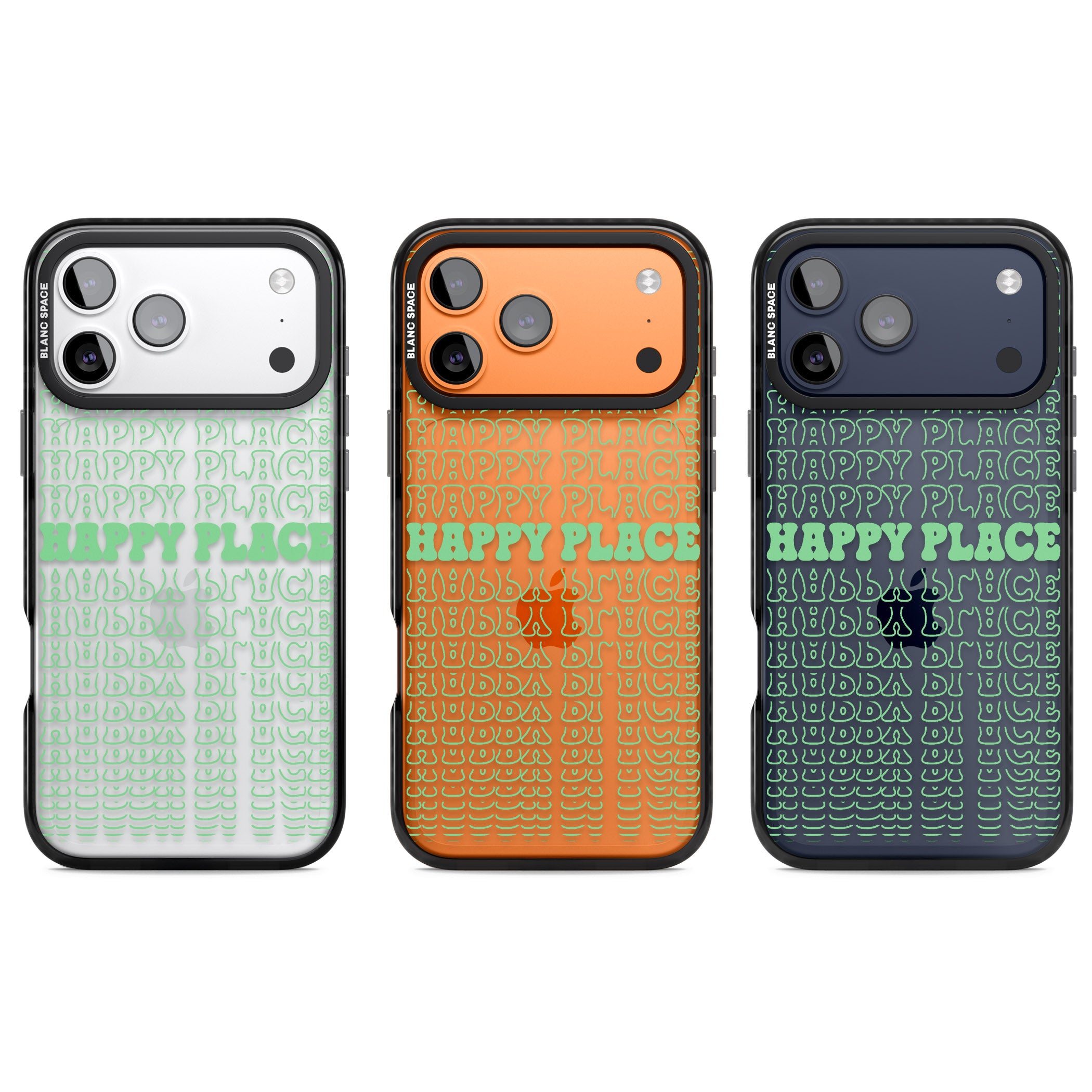 Happy Place (Green) iPhone 17 Pro Impact Black Phone Case APT Impact Protection