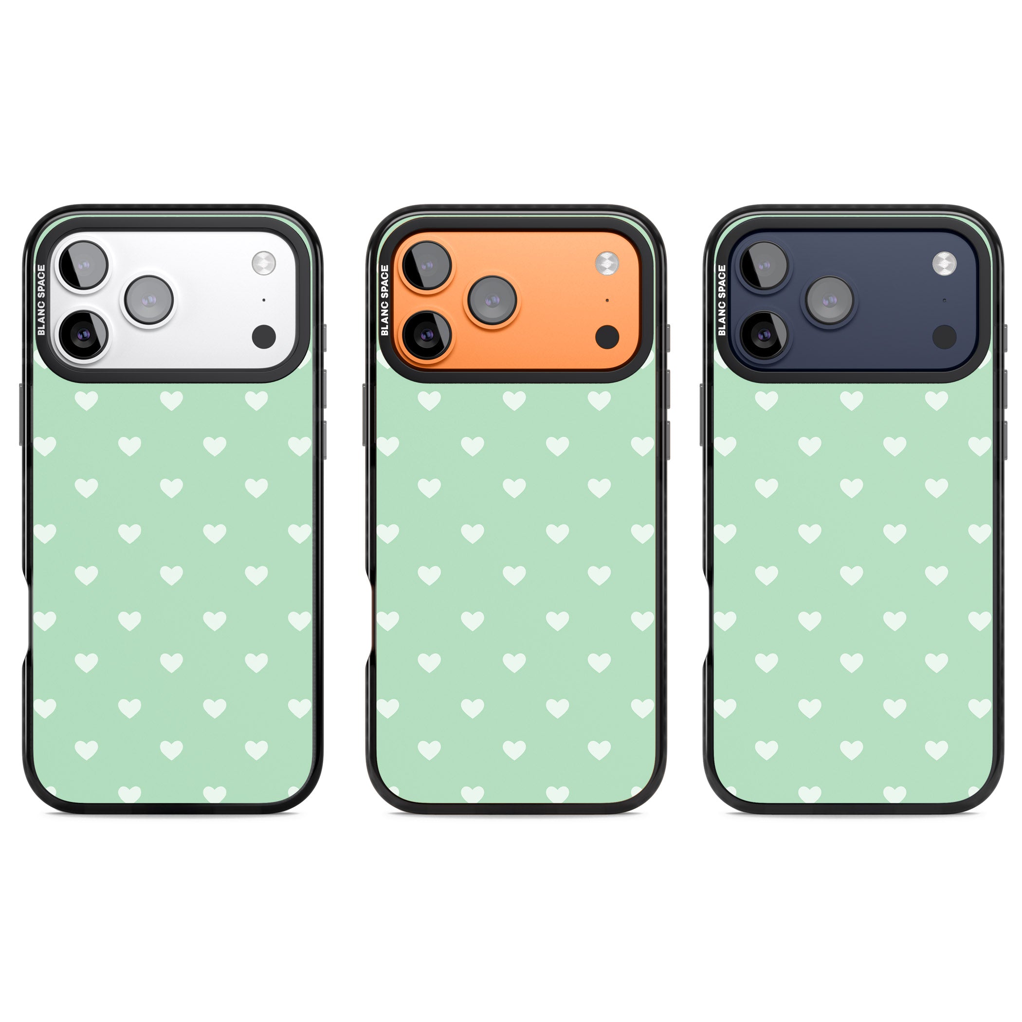 Small Heart Pattern: Green iPhone 17 Pro Impact Black Phone Case APT Impact Protection