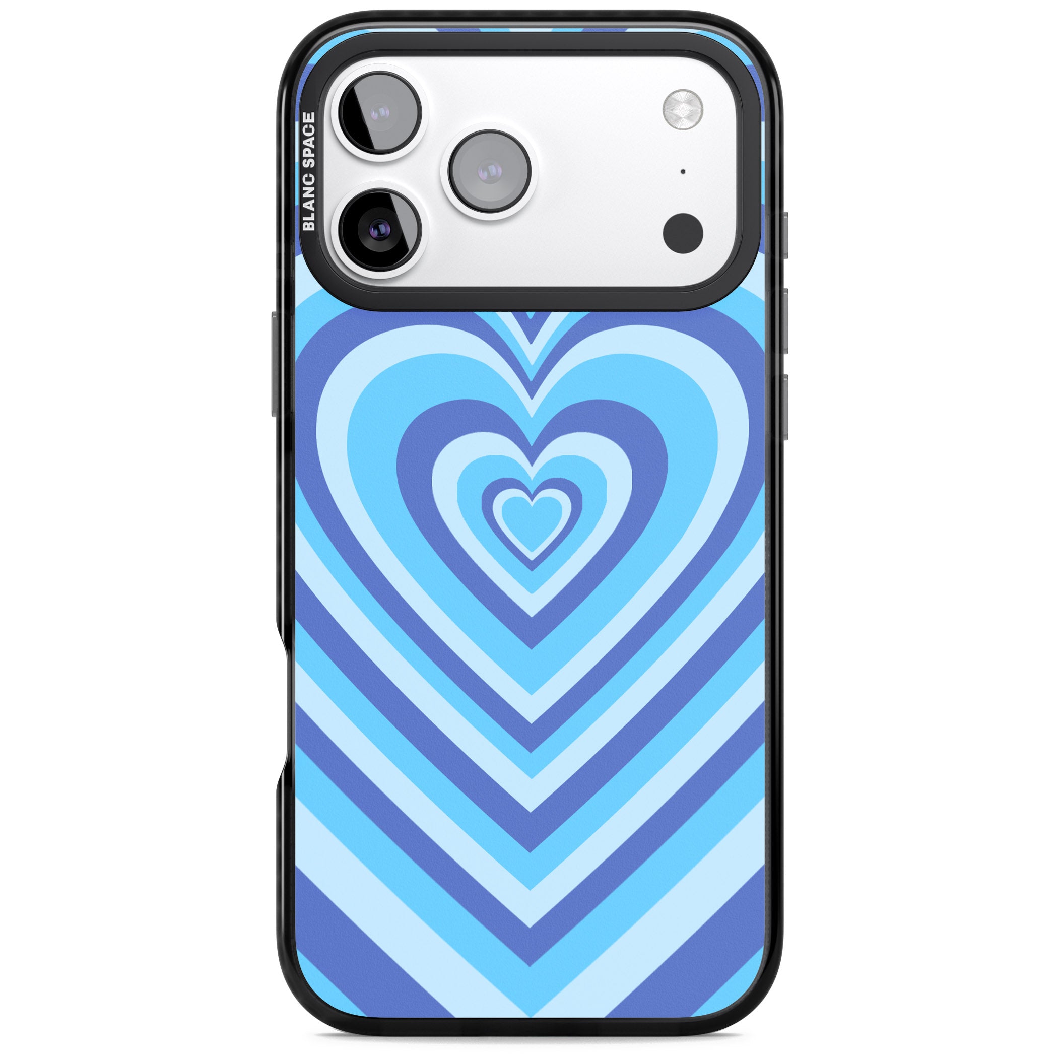 Blue Heart Illusion iPhone 17 Pro Max Impact Black Phone Case