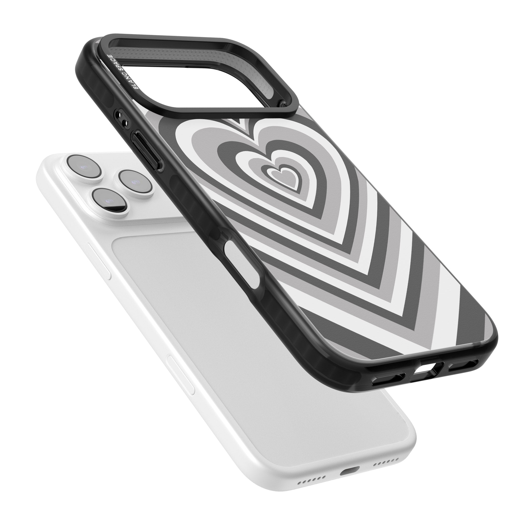 Monochrome Heart Illusion iPhone 17 Pro Impact Black Phone Case Colours