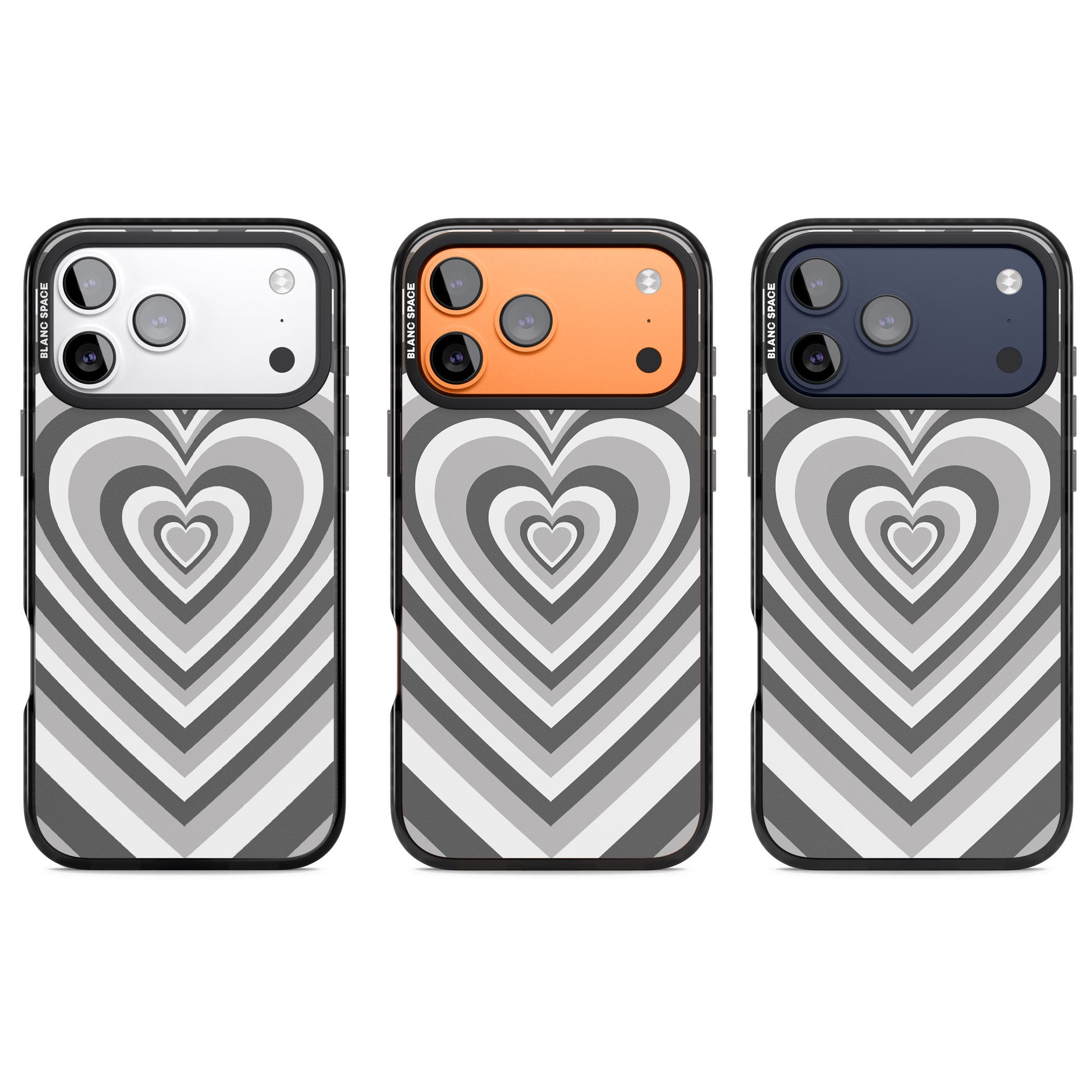 Monochrome Heart Illusion iPhone 17 Pro Impact Black Phone Case APT Impact Protection