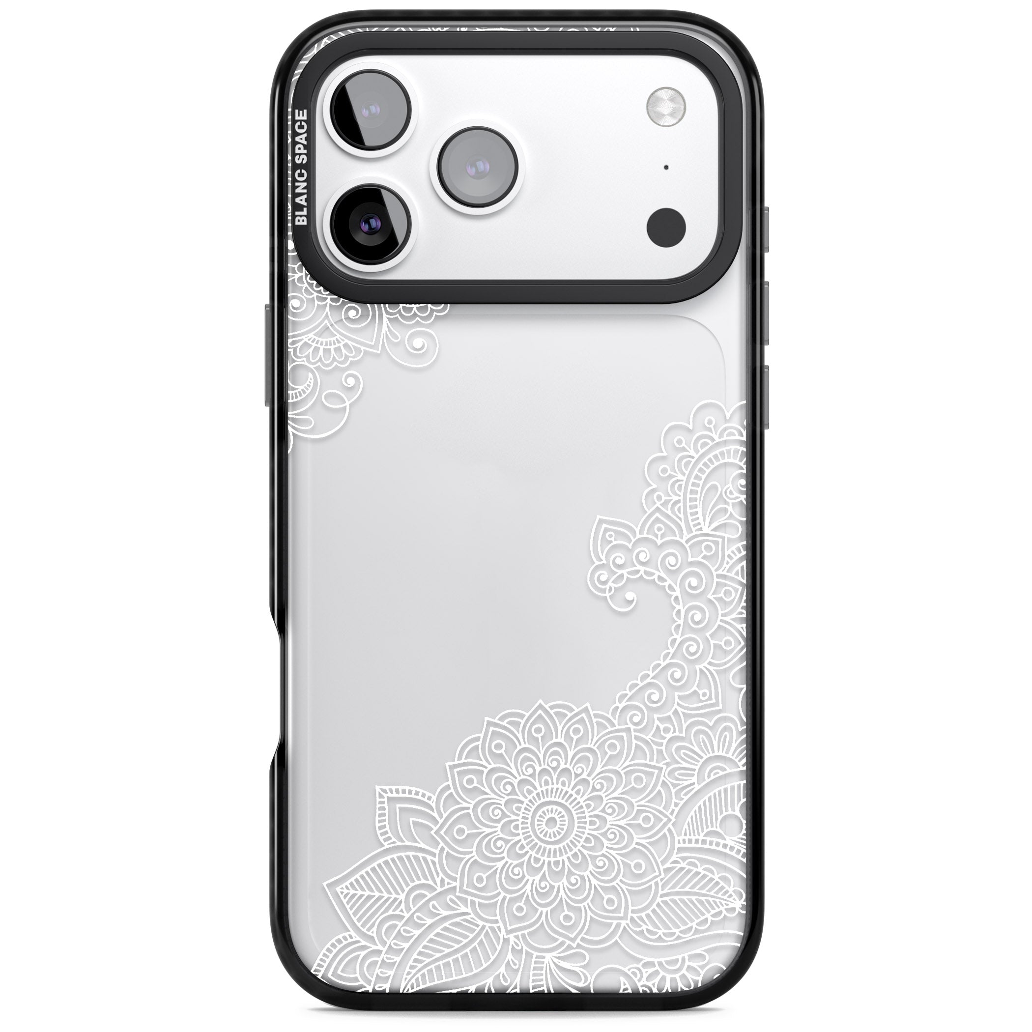 White Henna Botanicals iPhone 17 Pro Impact Black Phone Case