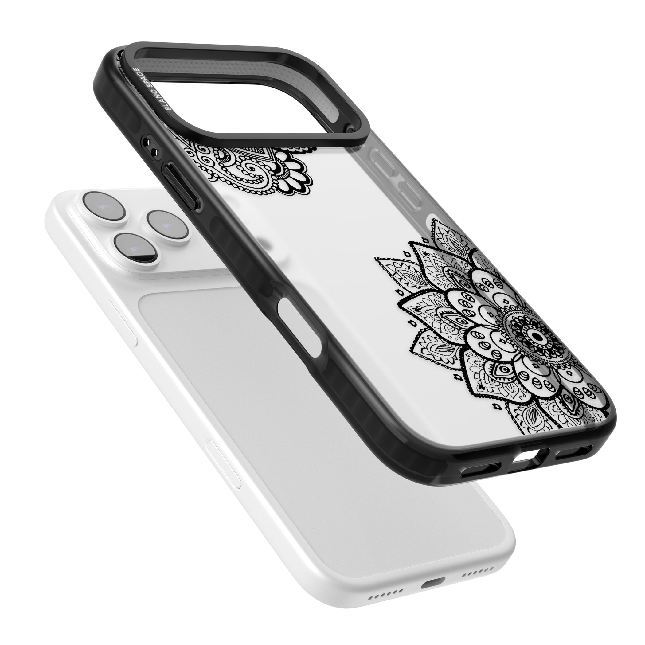 Black Henna Florals iPhone 17 Pro Impact Black Phone Case Colours