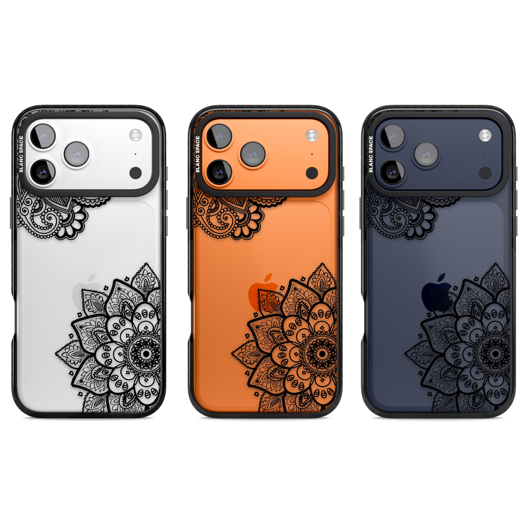 Black Henna Florals iPhone 17 Pro Impact Black Phone Case APT Impact Protection