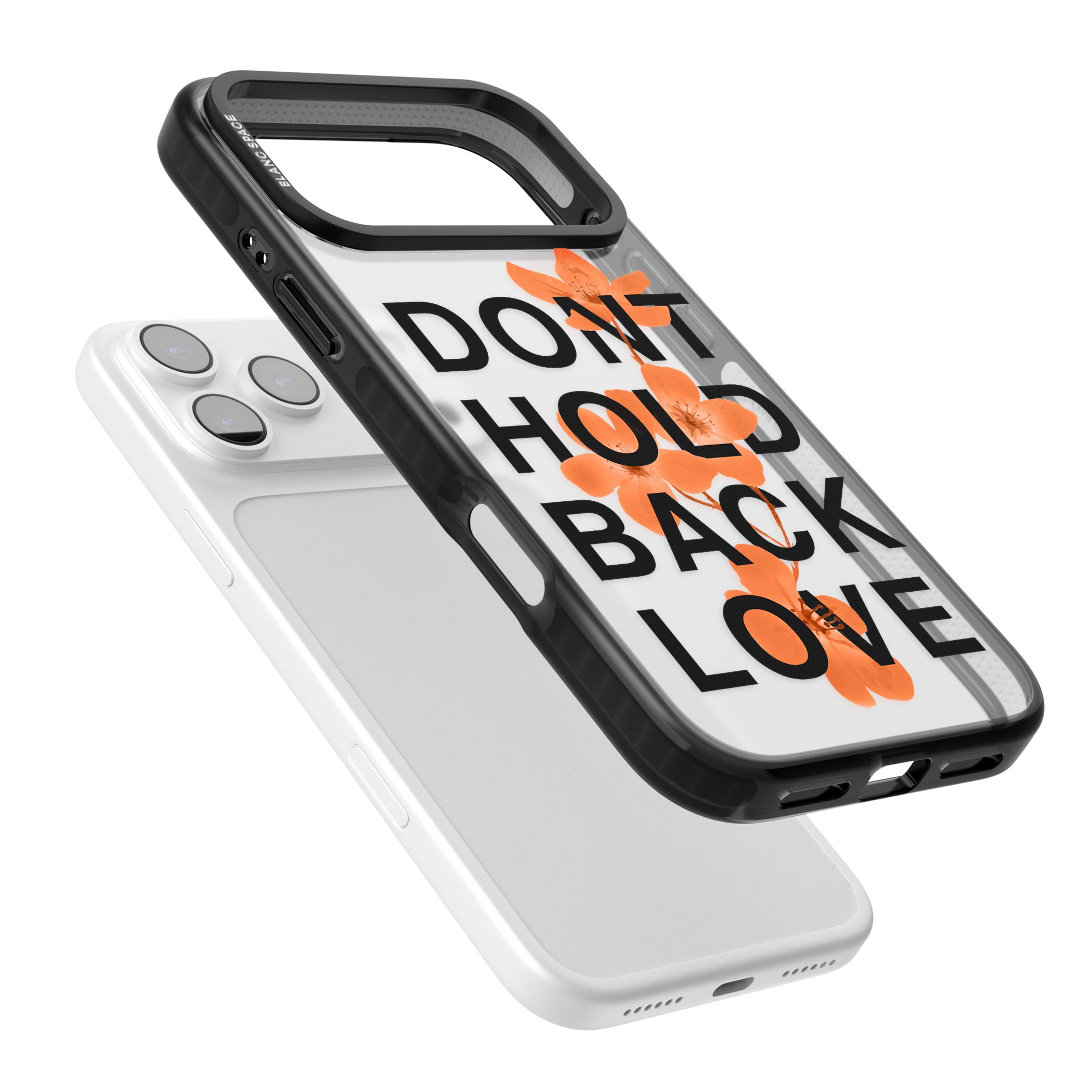 Don'T Hold Back Love Orange & Black iPhone 17 Pro Impact Black Phone Case Colours