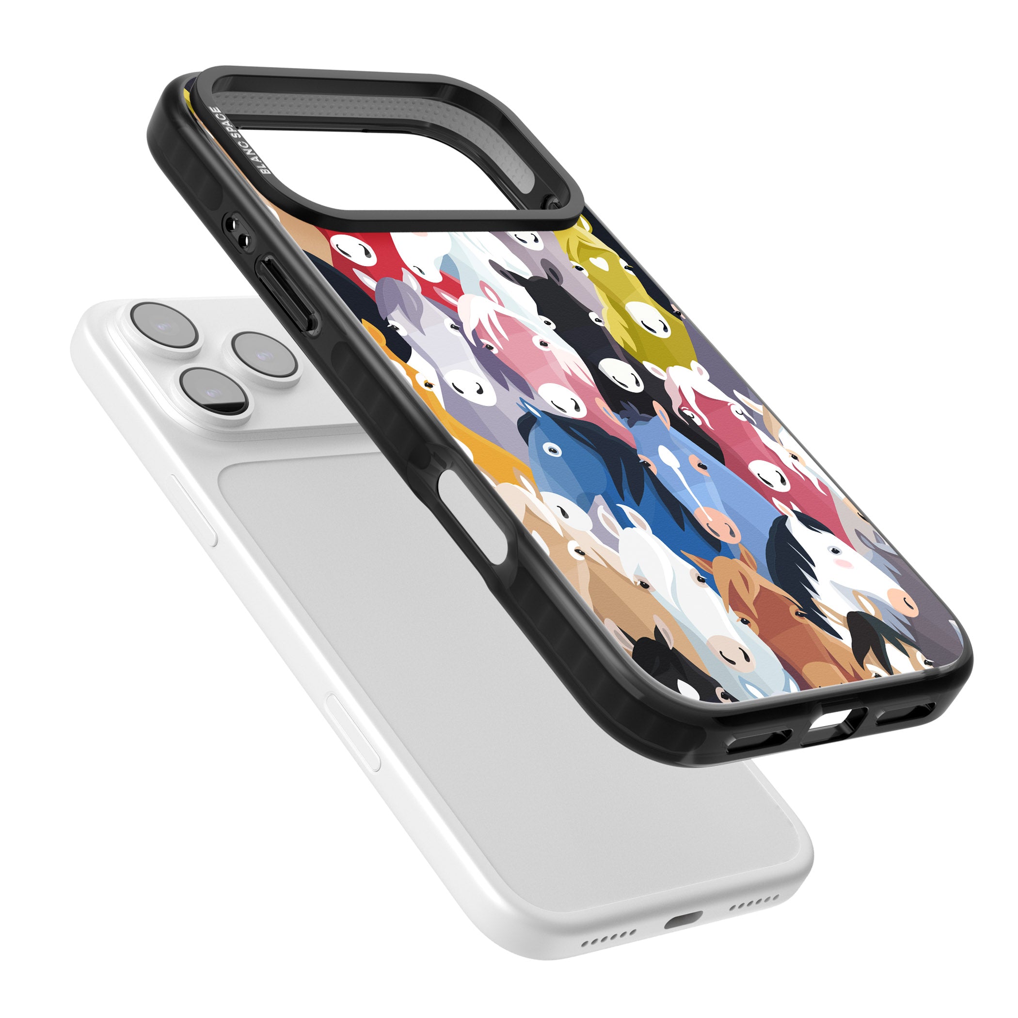 Colourful Horse Pattern iPhone 17 Pro Impact Black Phone Case Colours