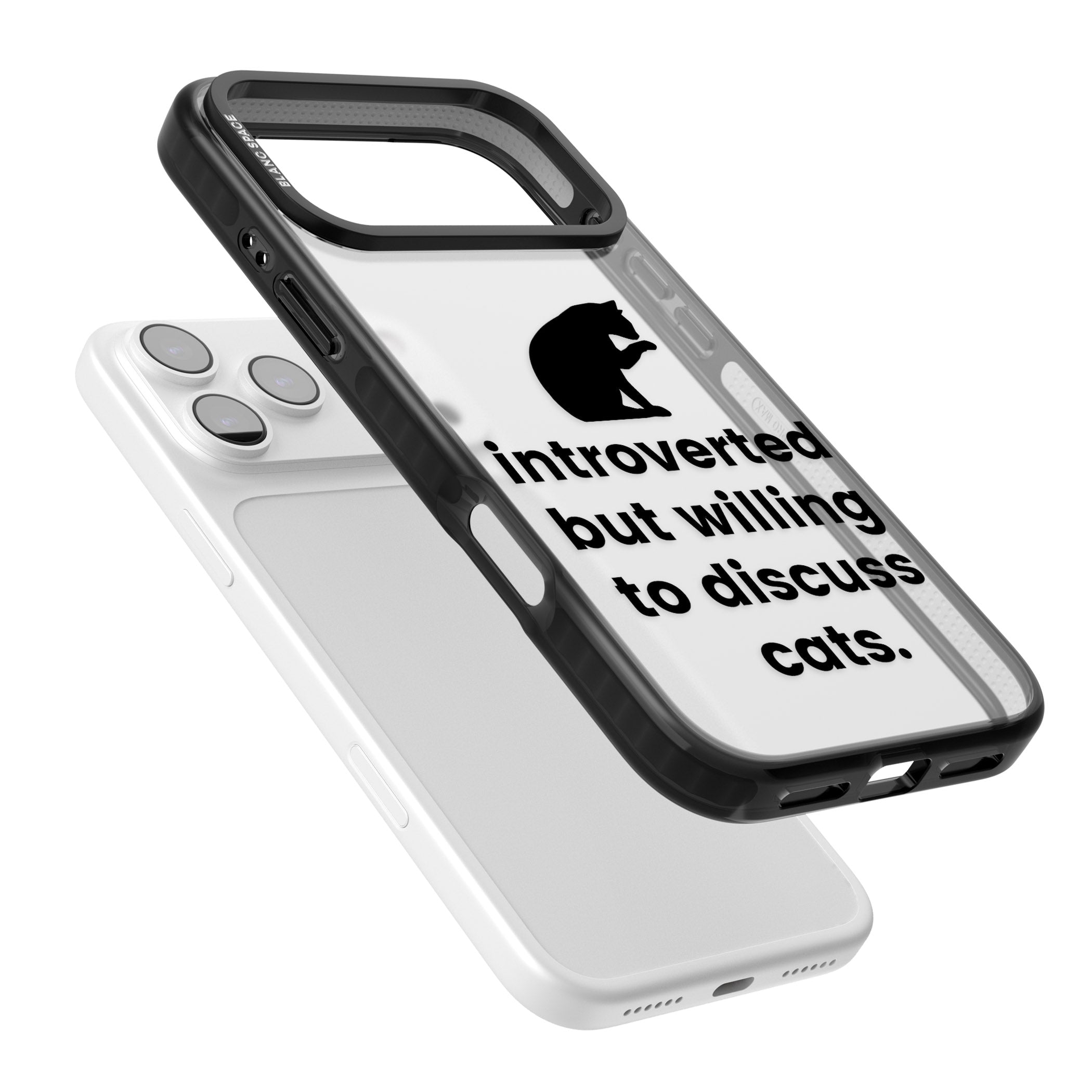 Introverted But Willing To Discuss Cats iPhone 17 Pro Impact Black Phone Case Colours