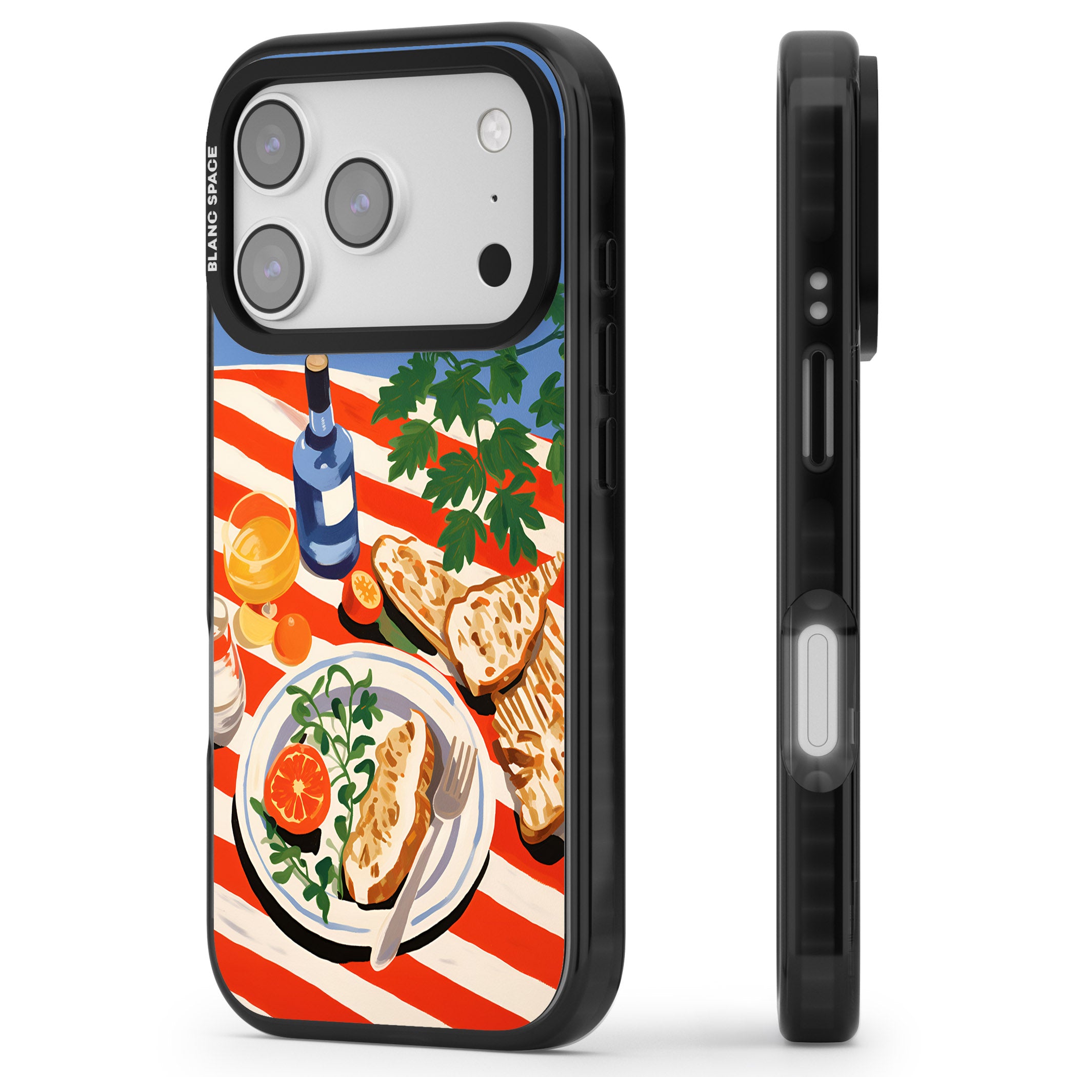 Mediterranean Lunch Table iPhone 17 Pro Impact Black Phone Case Side Profile