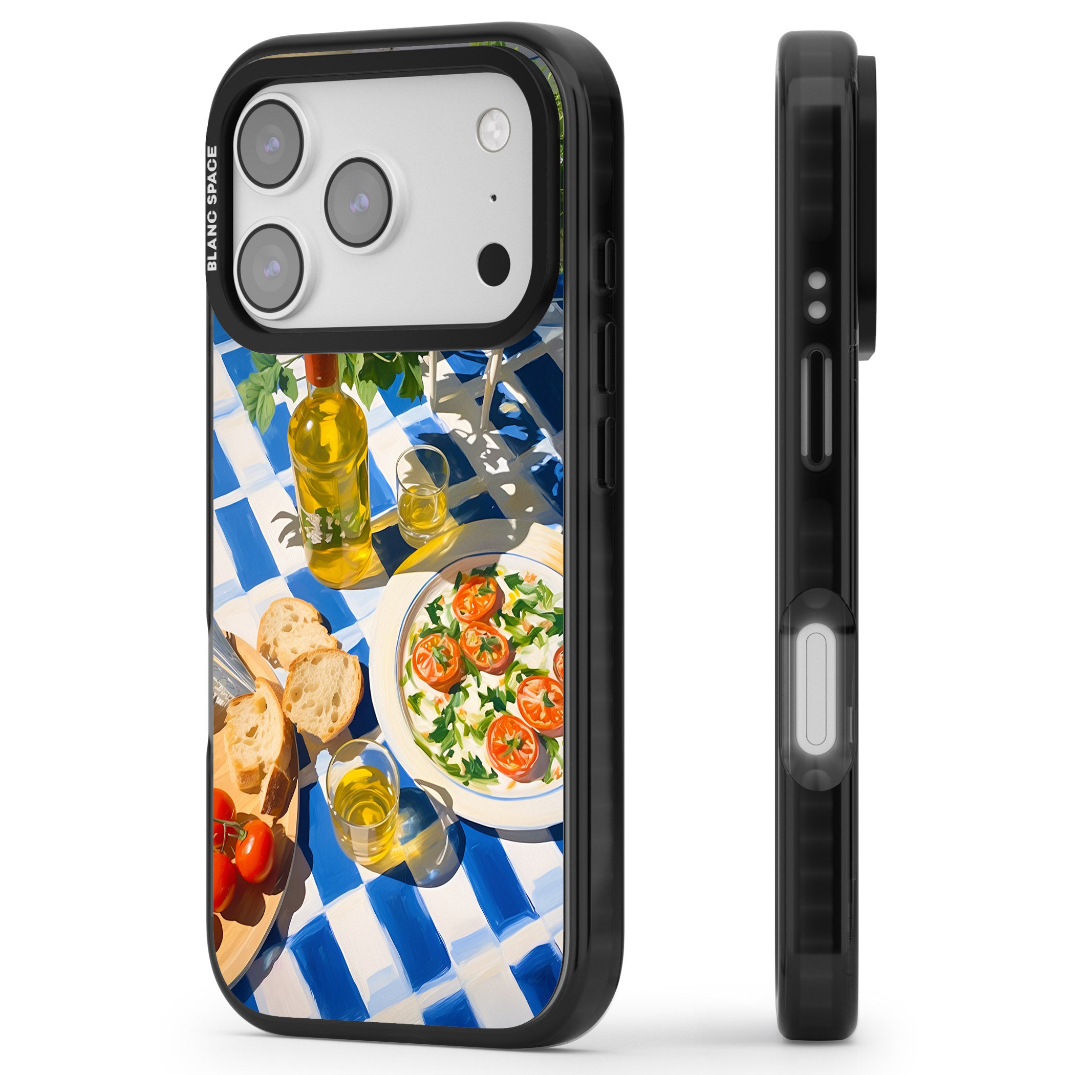 Caprese Salad iPhone 17 Pro Impact Black Phone Case Side Profile