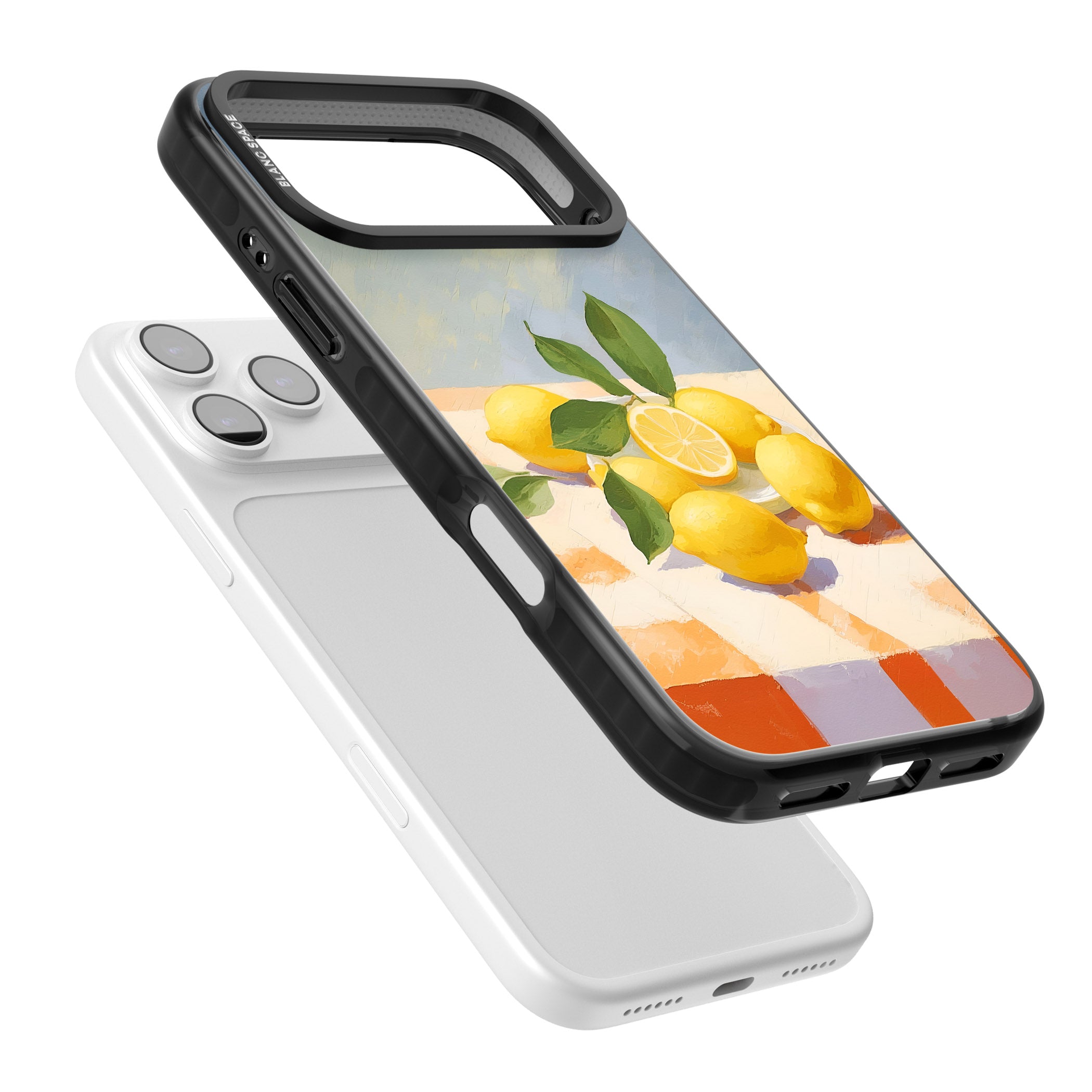 Lemons on Checkered Cloth iPhone 17 Pro Impact Black Phone Case Colours