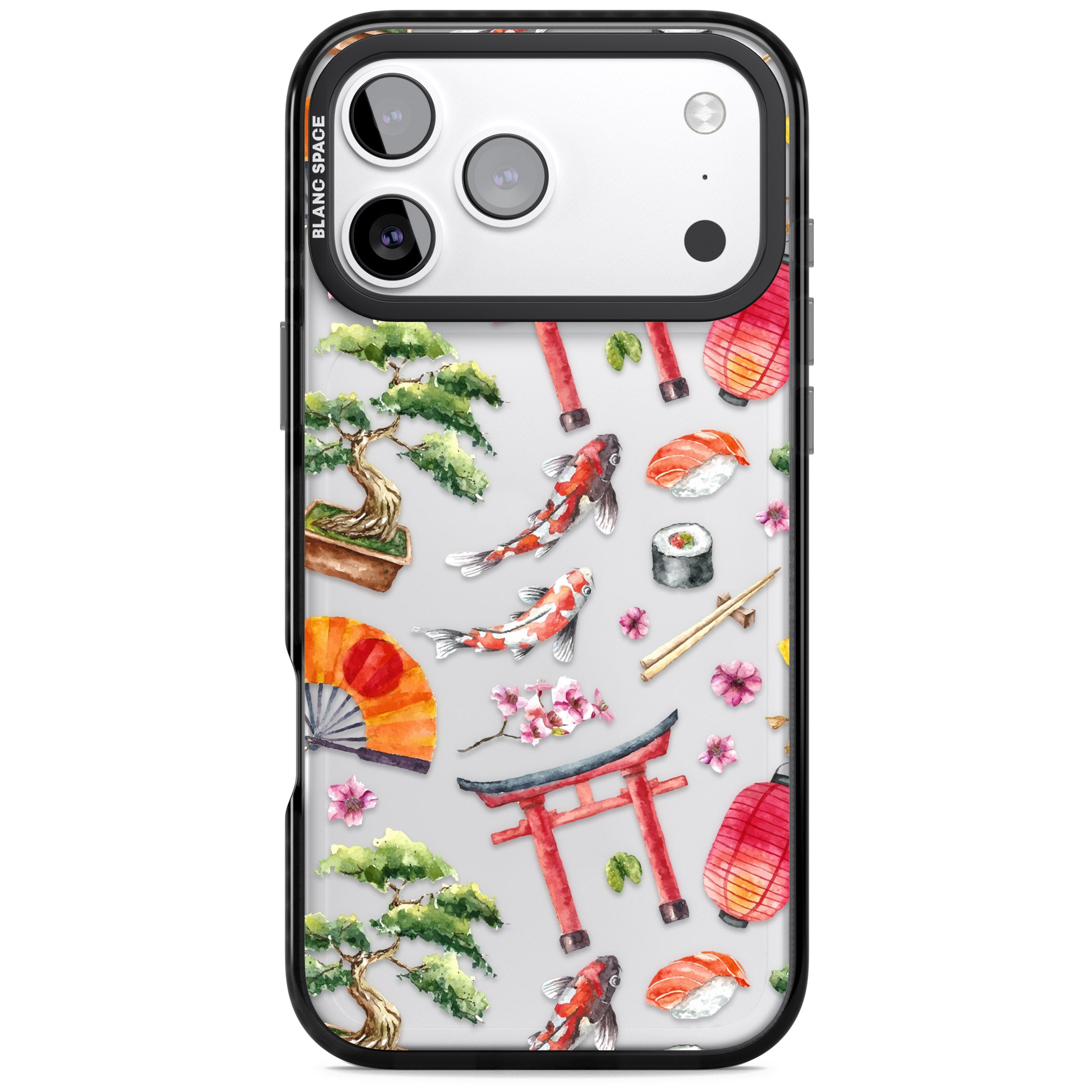 Japanese Watercolor iPhone 17 Pro Impact Black Phone Case