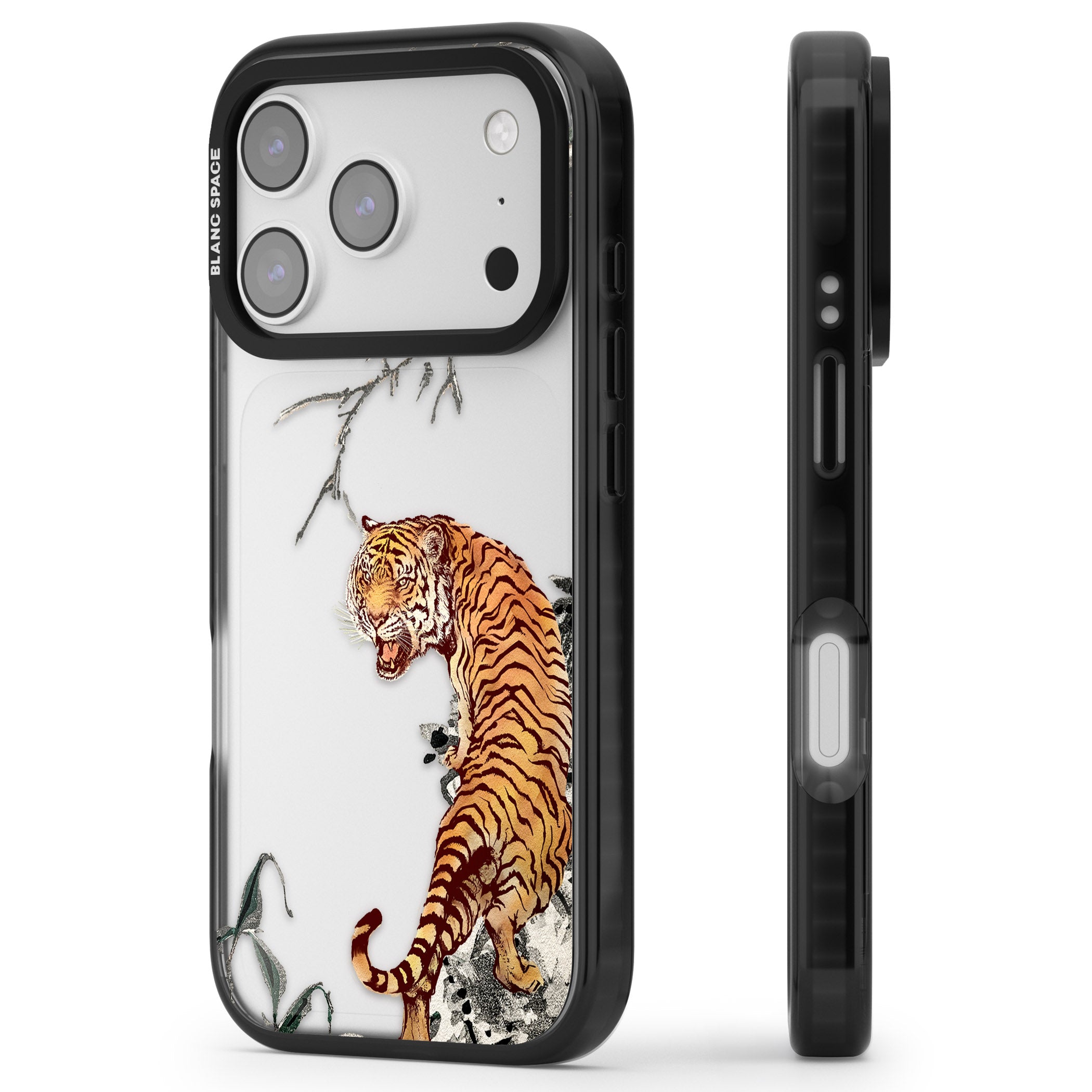 Roaring Tiger iPhone 17 Pro Impact Black Phone Case Side Profile