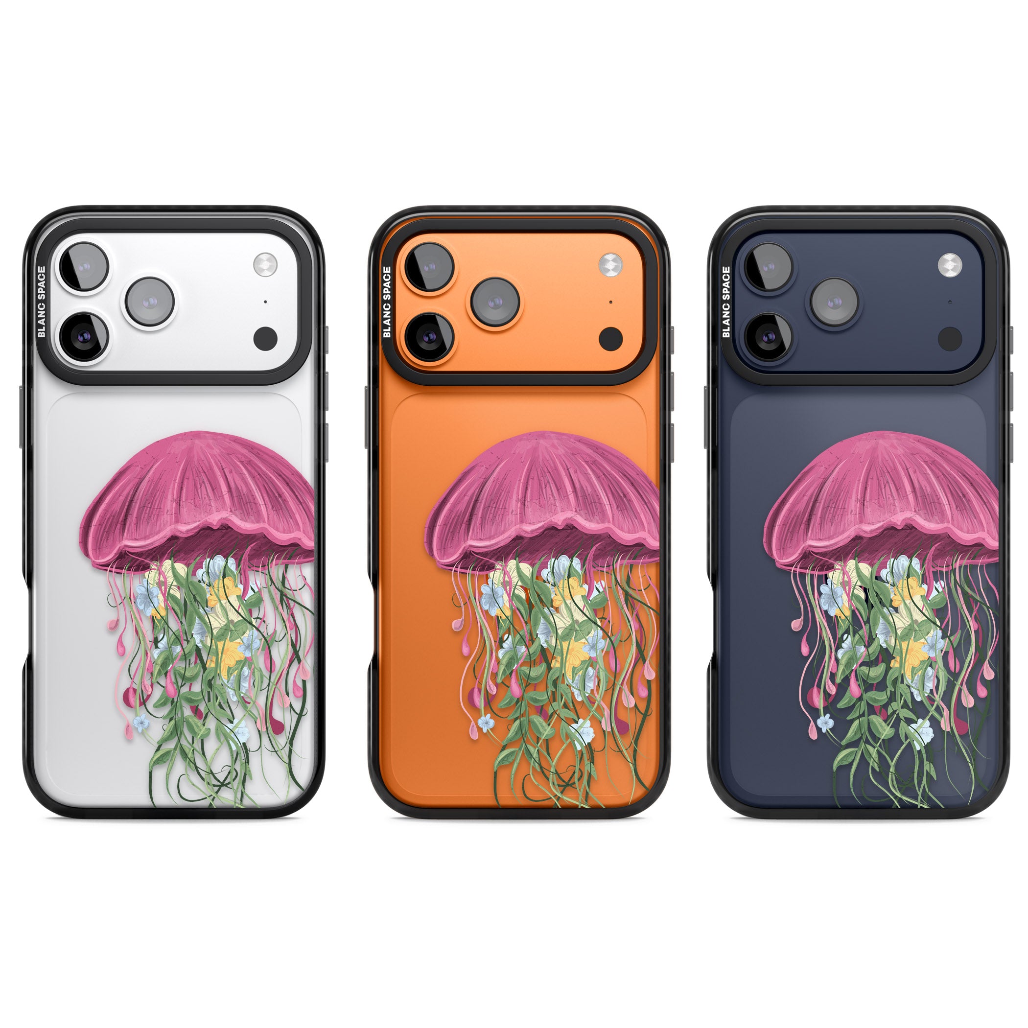 Botanical Jellyfish iPhone 17 Pro Impact Black Phone Case APT Impact Protection