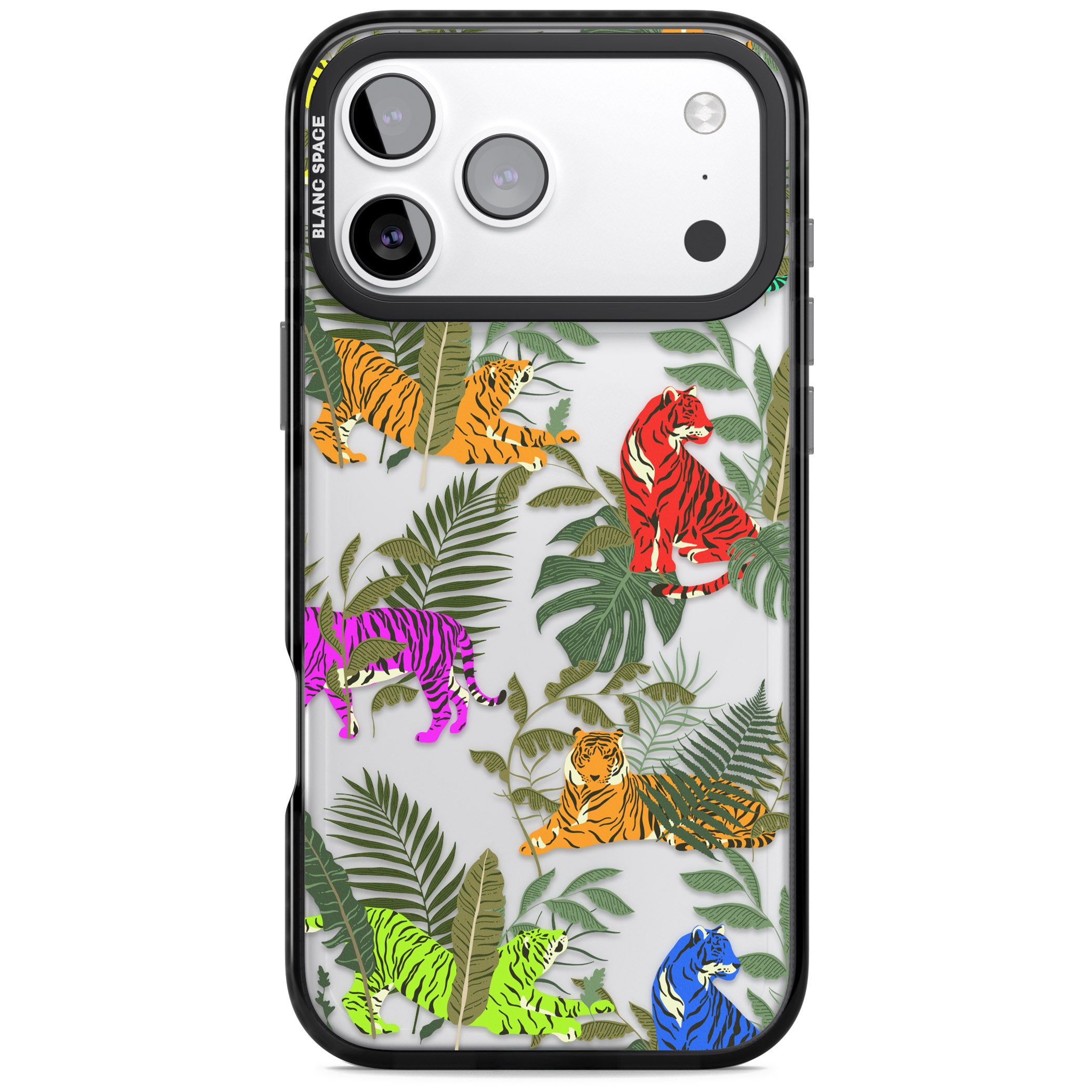 Colorful Jungle Tiger iPhone 17 Pro Impact Black Phone Case