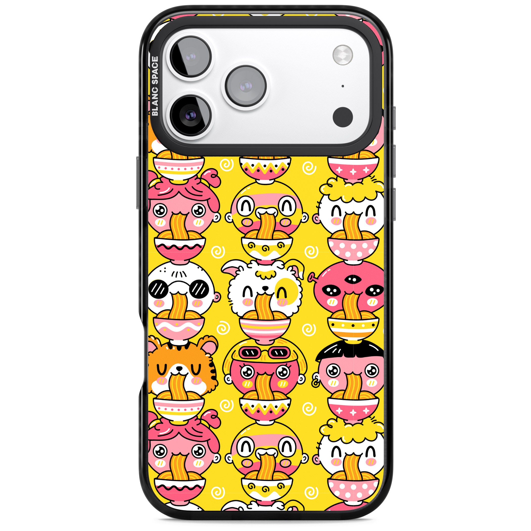 Ramen Noodle Kawaii Pattern iPhone 17 Pro Impact Black Phone Case