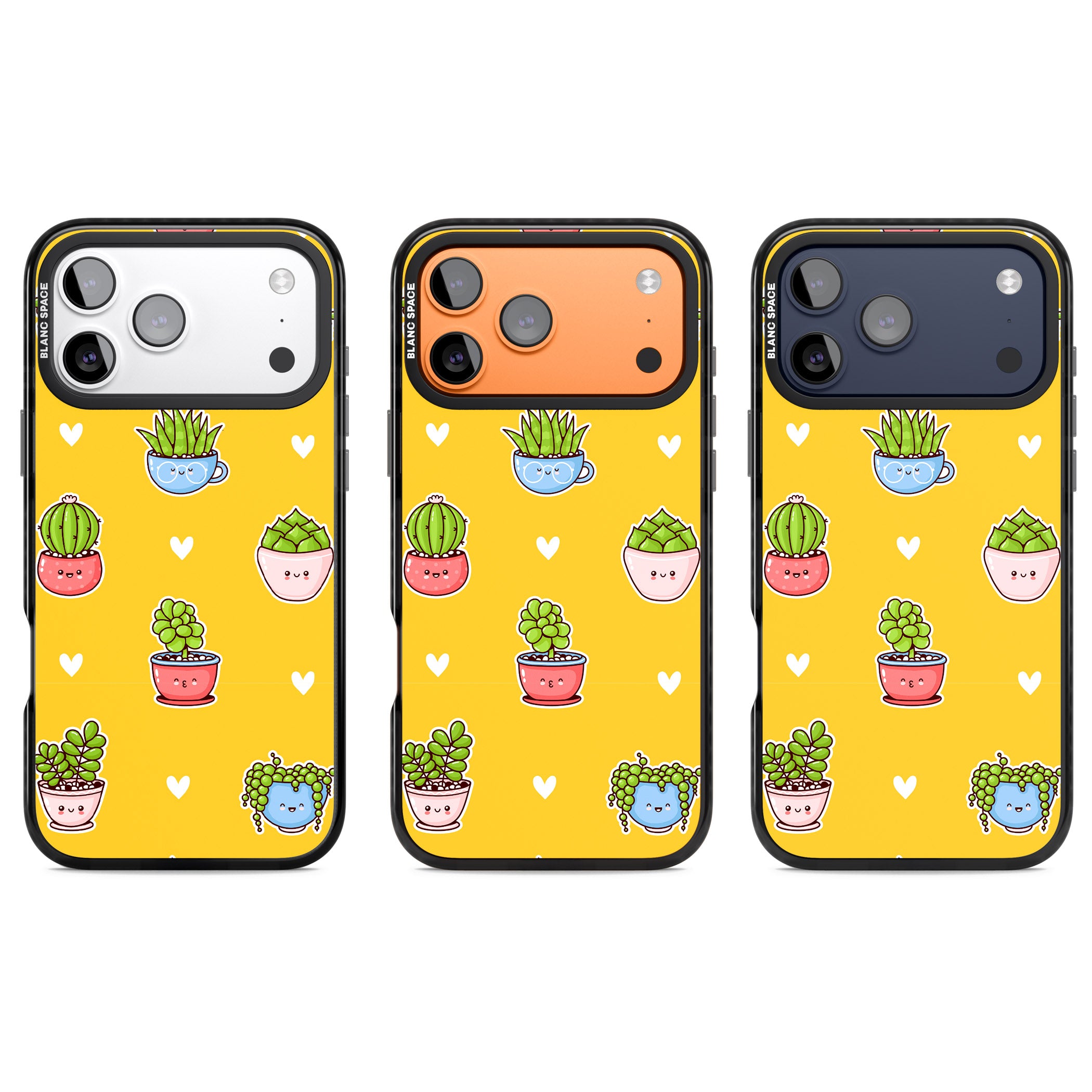 Plant Faces Kawaii Pattern iPhone 17 Pro Impact Black Phone Case APT Impact Protection