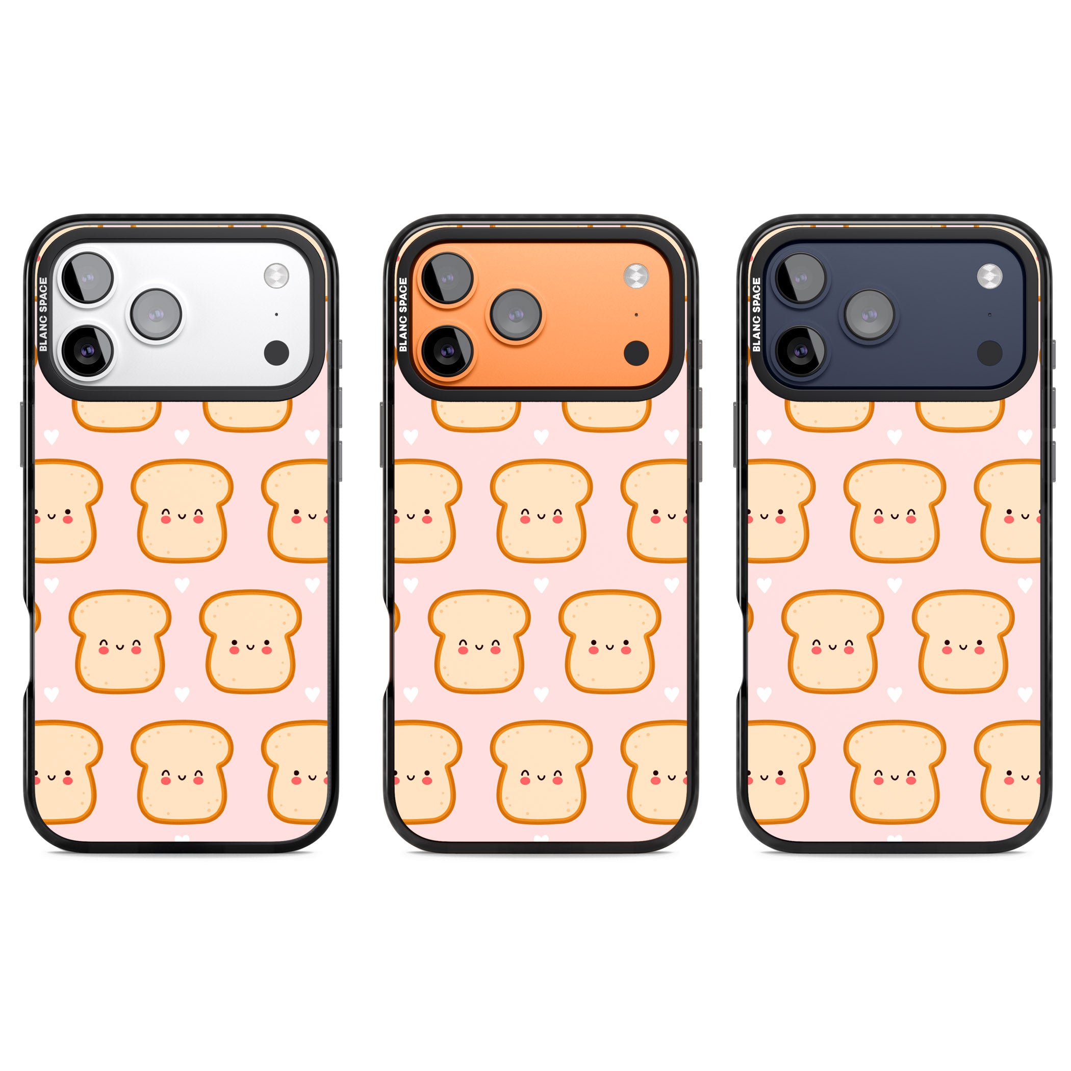 Bread Faces Kawaii Pattern iPhone 17 Pro Impact Black Phone Case APT Impact Protection