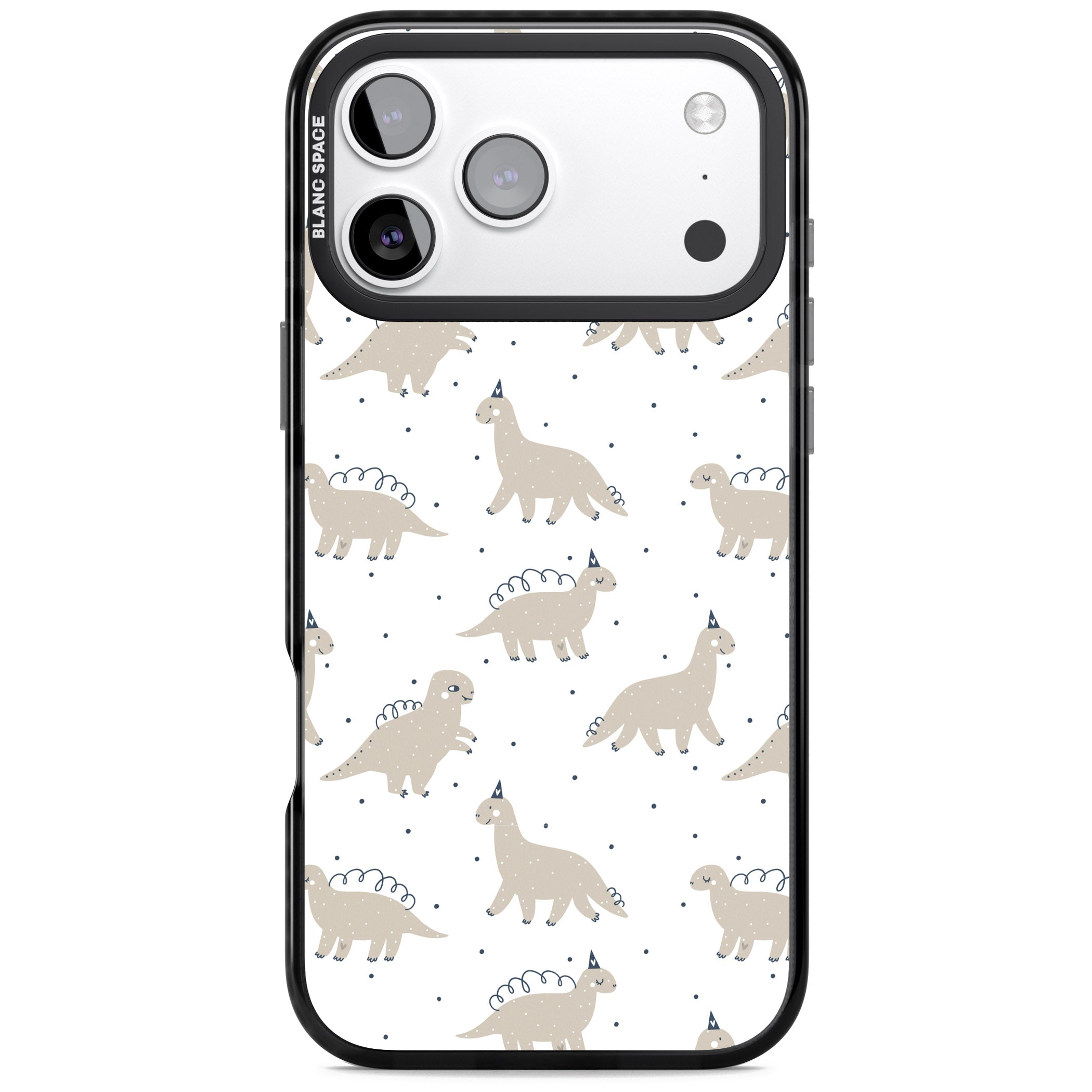 Party Dino Pattern iPhone 17 Pro Impact Black Phone Case