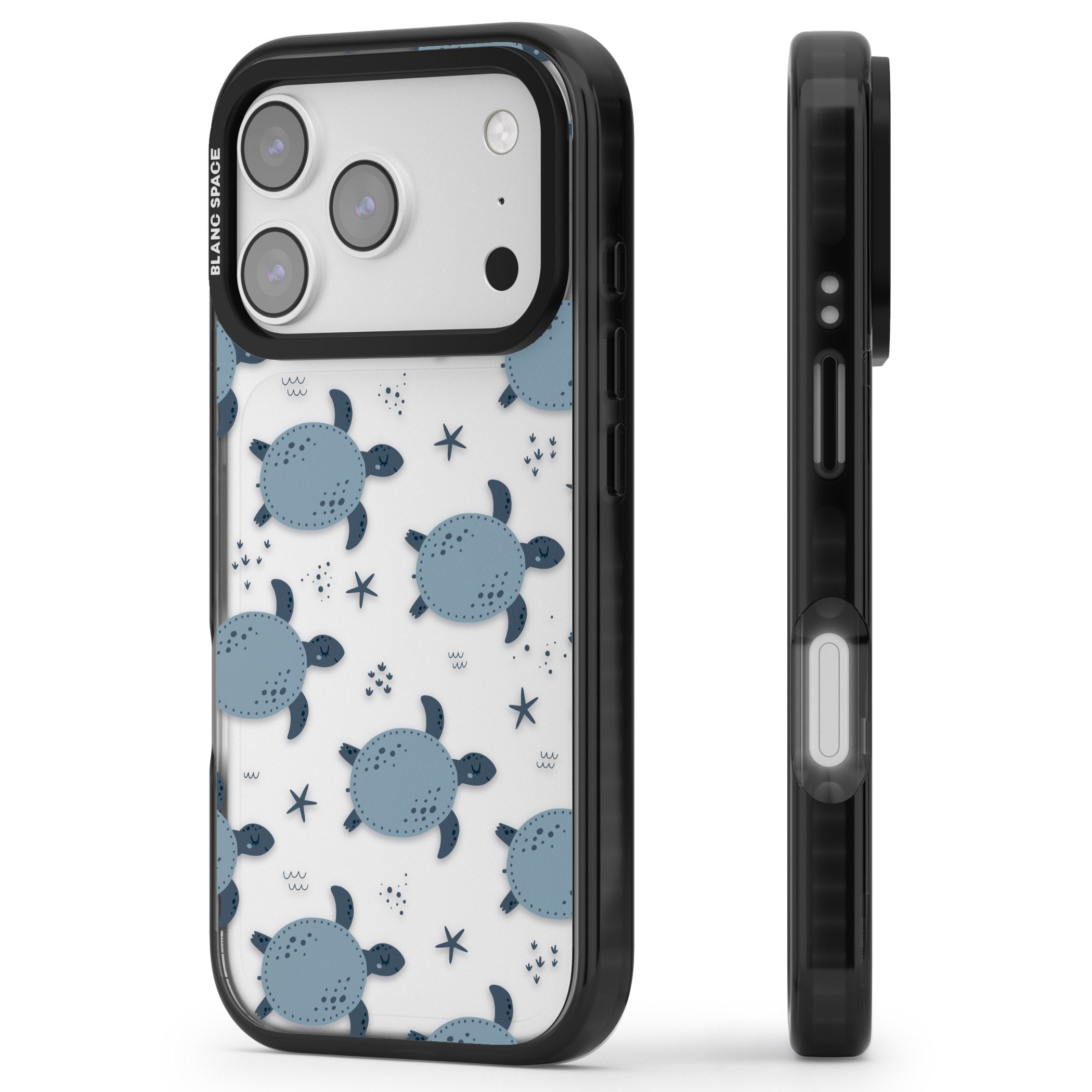 Under The Sea Patterns Sea Turtles (Clear) iPhone 17 Pro Max Impact Black Phone Case Side Profile