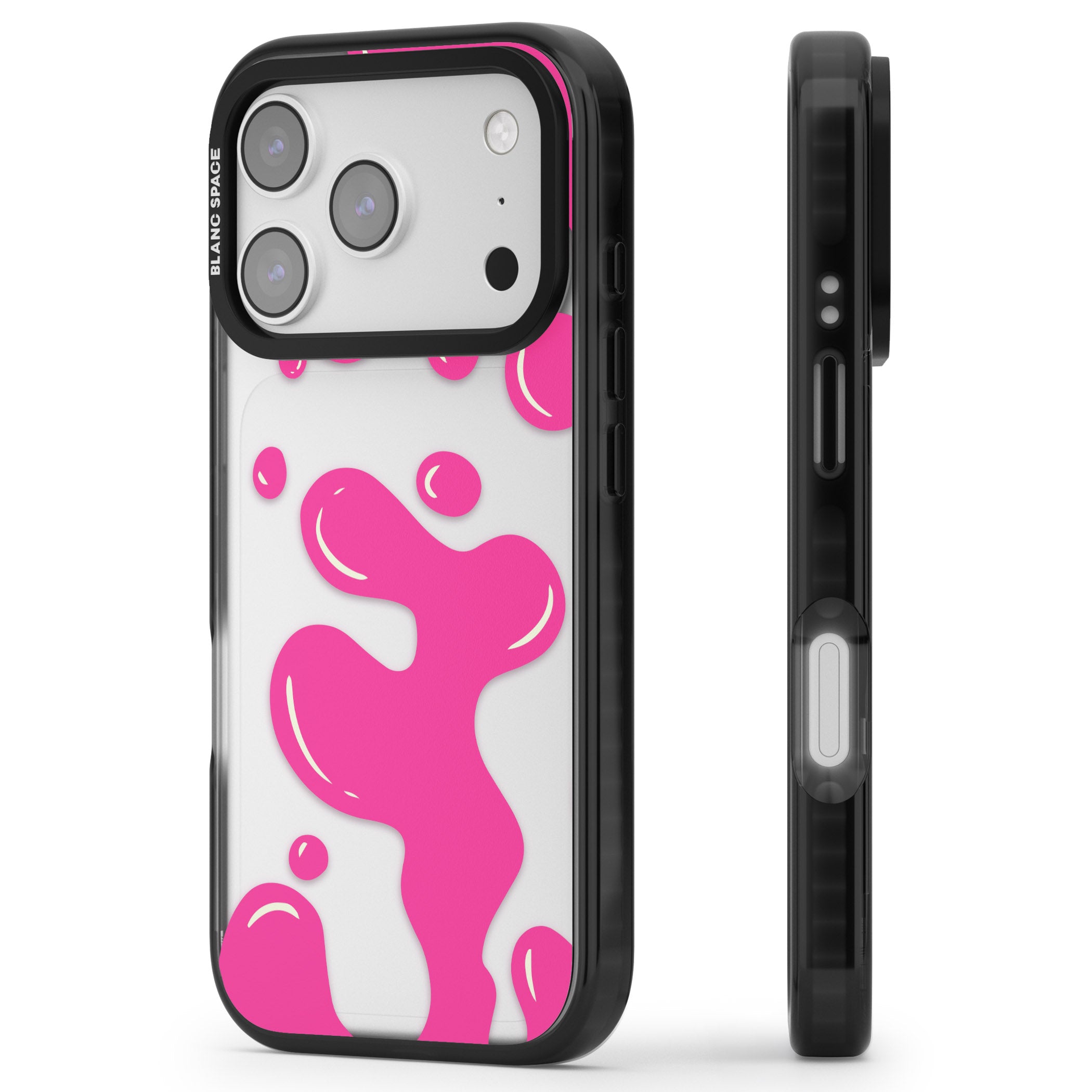 Pink Lava Lamp iPhone 17 Pro Max Impact Black Phone Case Side Profile