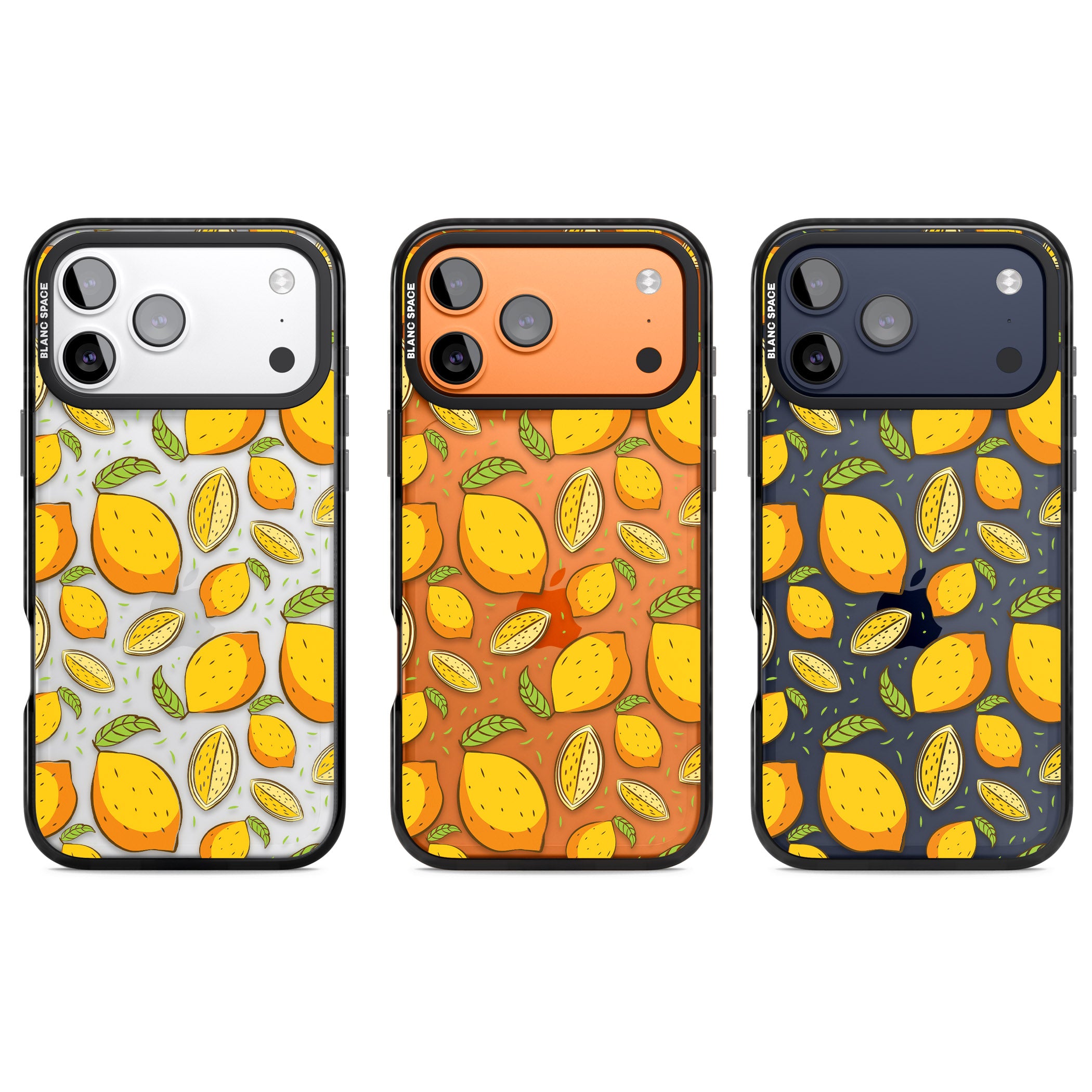 Lemon Pattern iPhone 17 Pro Impact Black Phone Case APT Impact Protection