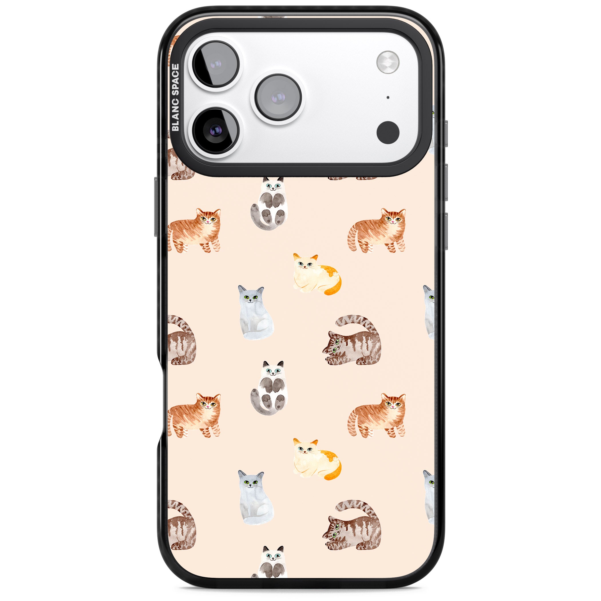 Cute Cat Parade iPhone 17 Pro Impact Black Phone Case