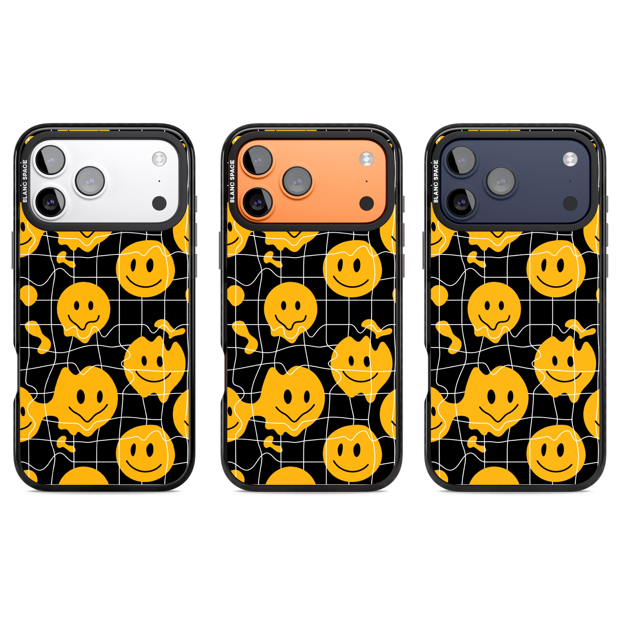 Acid Face Grid Pattern iPhone 17 Pro Impact Pro Black Phone Case APT Impact Protection