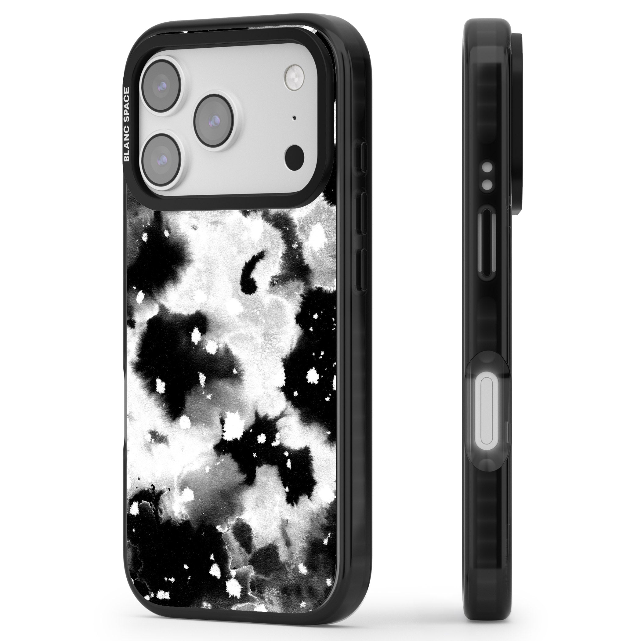 Acid Wash Ink Cloud iPhone 17 Pro Impact Pro Black Phone Case Side Profile