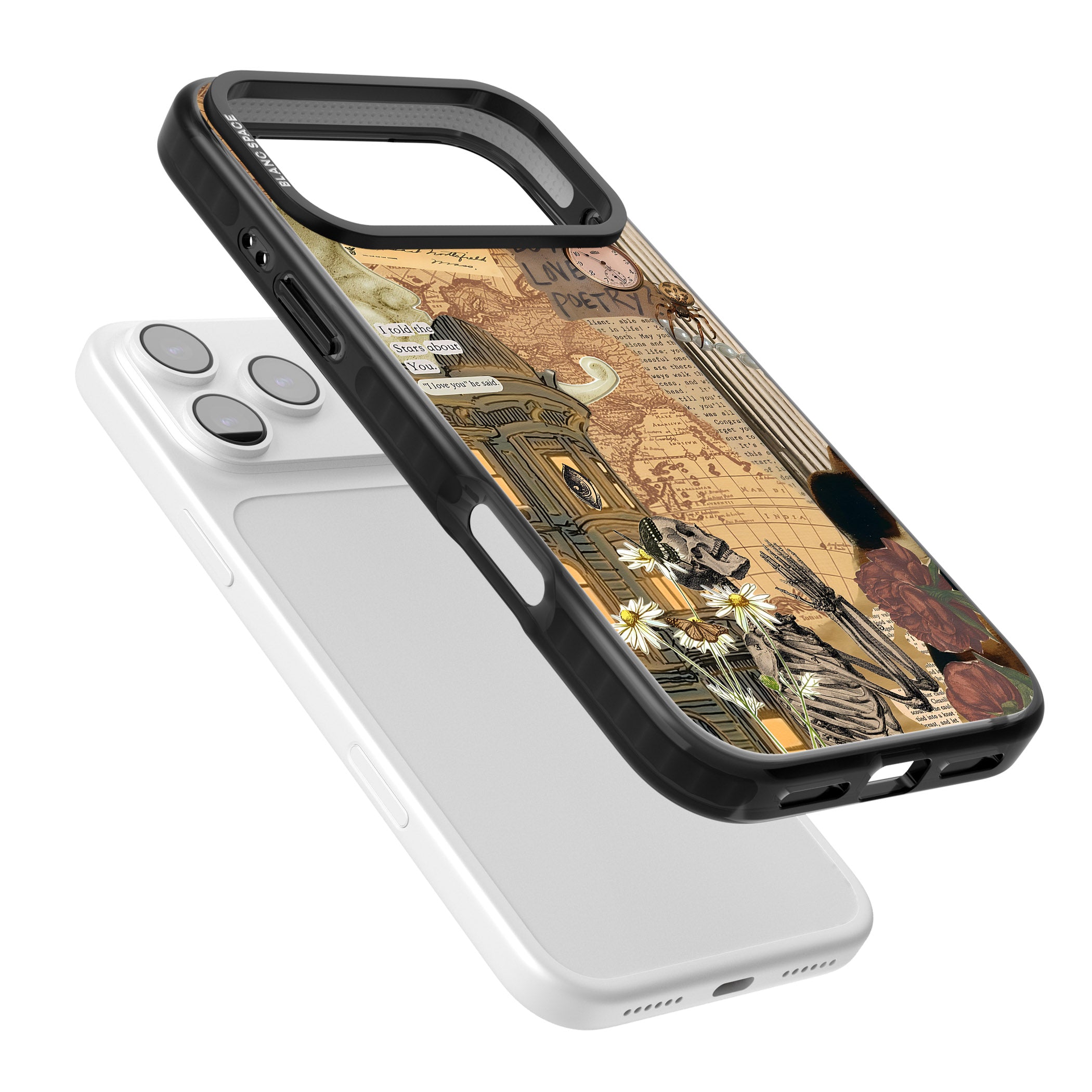 Skeleton Poetry iPhone 17 Pro Impact Pro Black Phone Case Colours