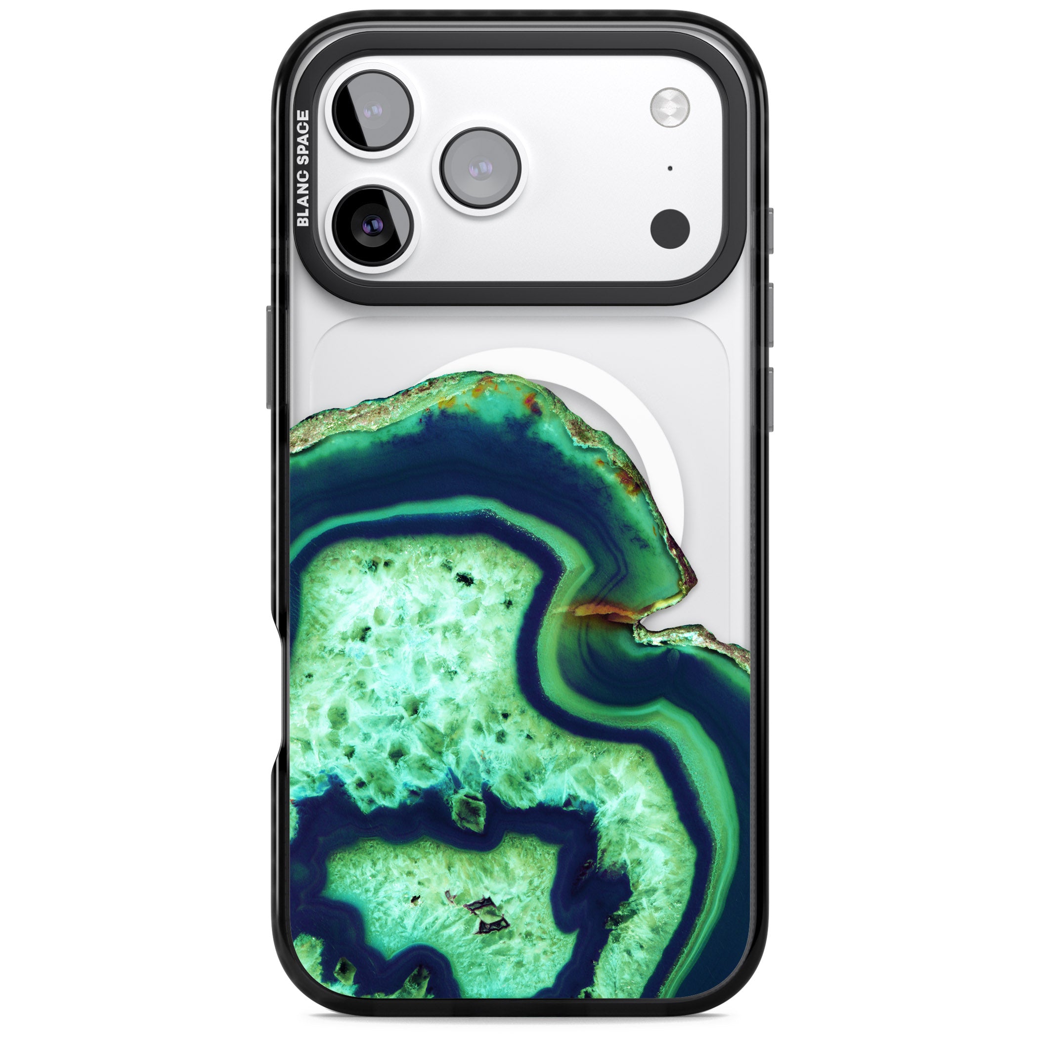 Emerald Agate Slice iPhone 17 Pro Impact Pro Black Phone Case