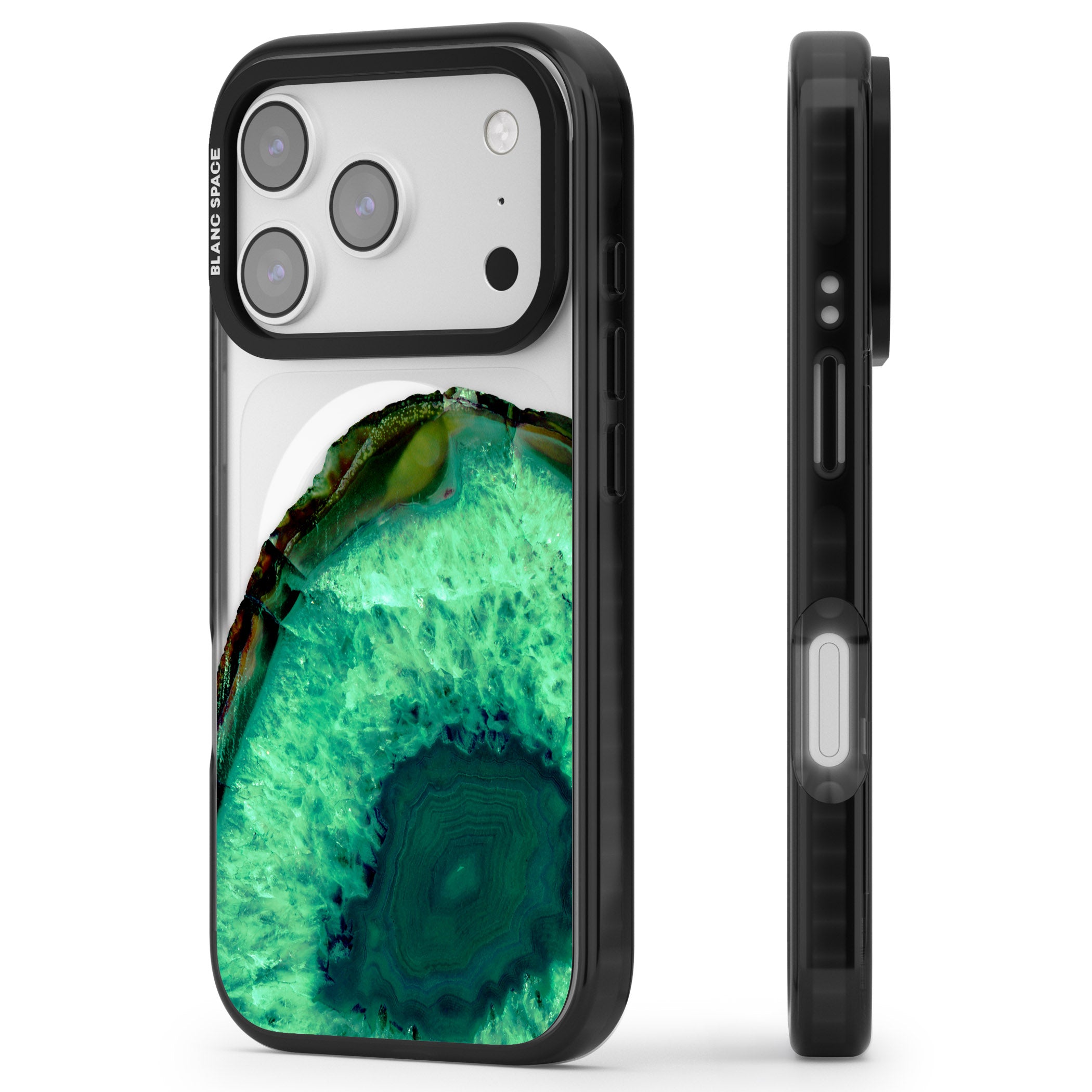 Emerald Geode iPhone 17 Pro Impact Pro Black Phone Case Side Profile