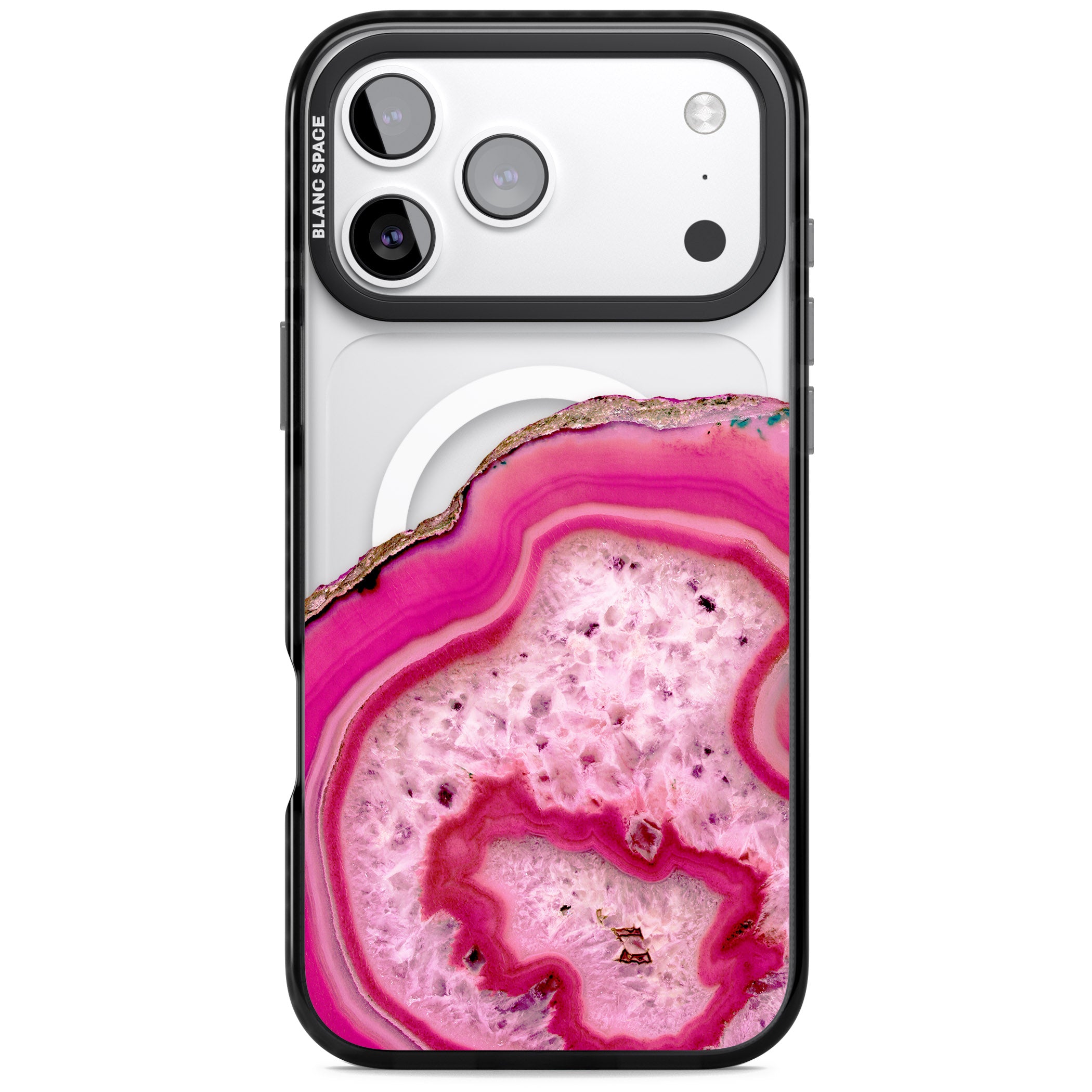 Pink Geode Crystal iPhone 17 Pro Impact Pro Black Phone Case