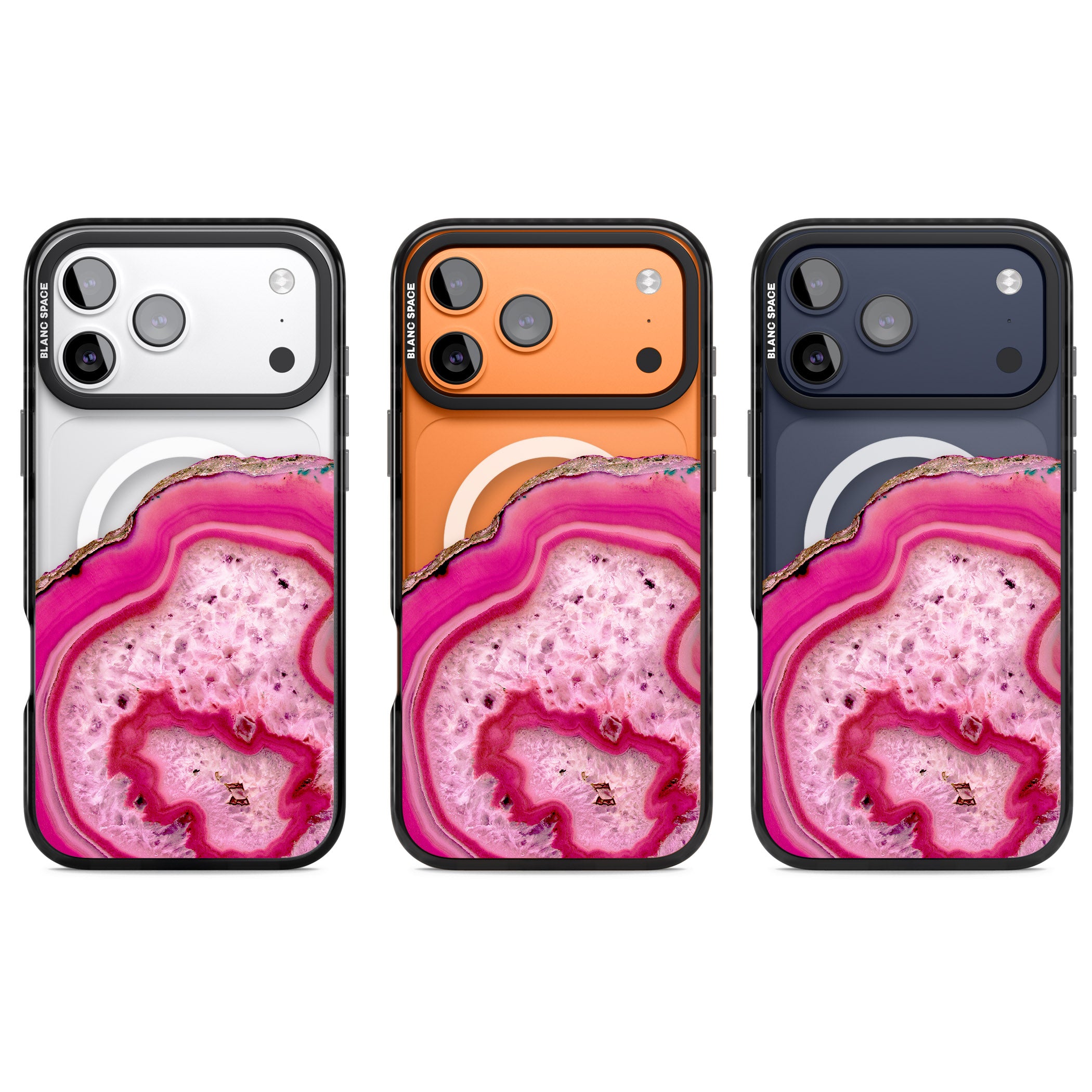 Pink Geode Crystal iPhone 17 Pro Impact Pro Black Phone Case APT Impact Protection