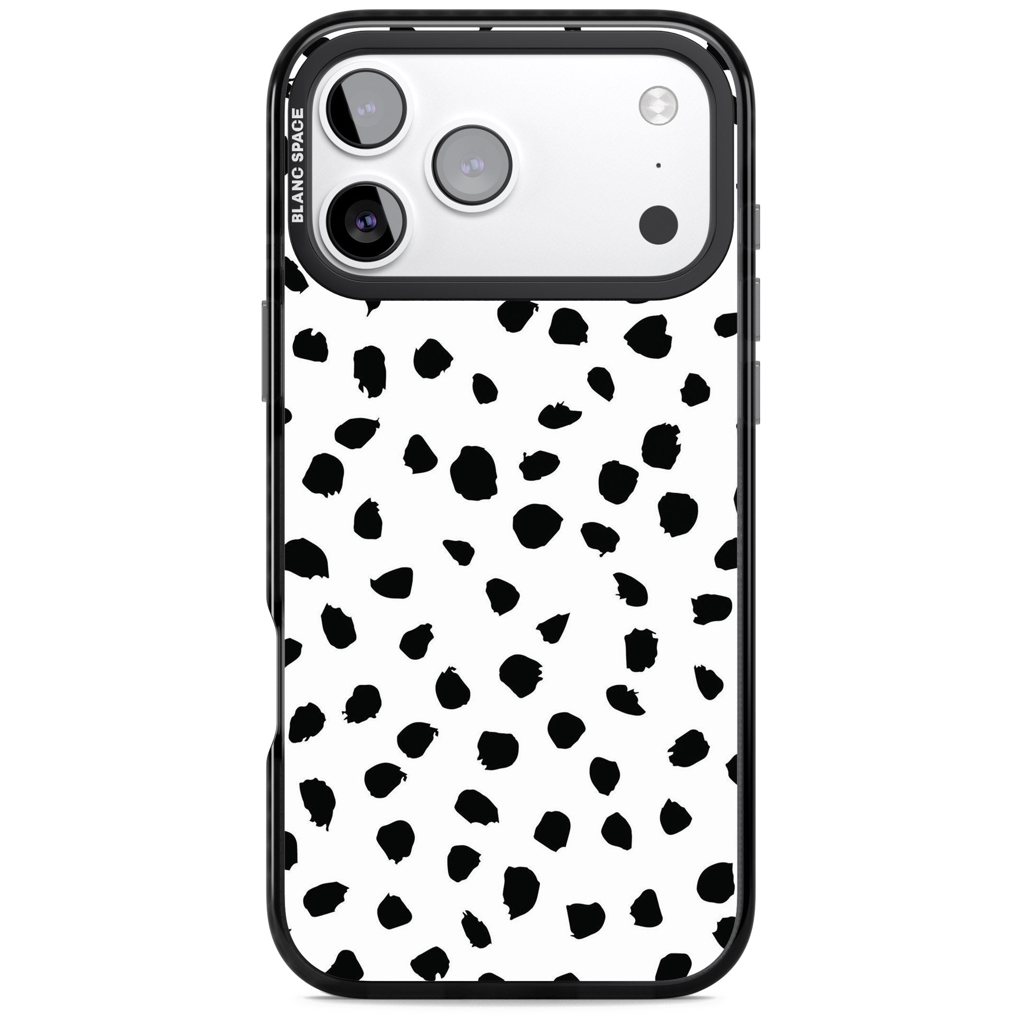 White Dalmatian Print iPhone 17 Pro Impact Pro Black Phone Case