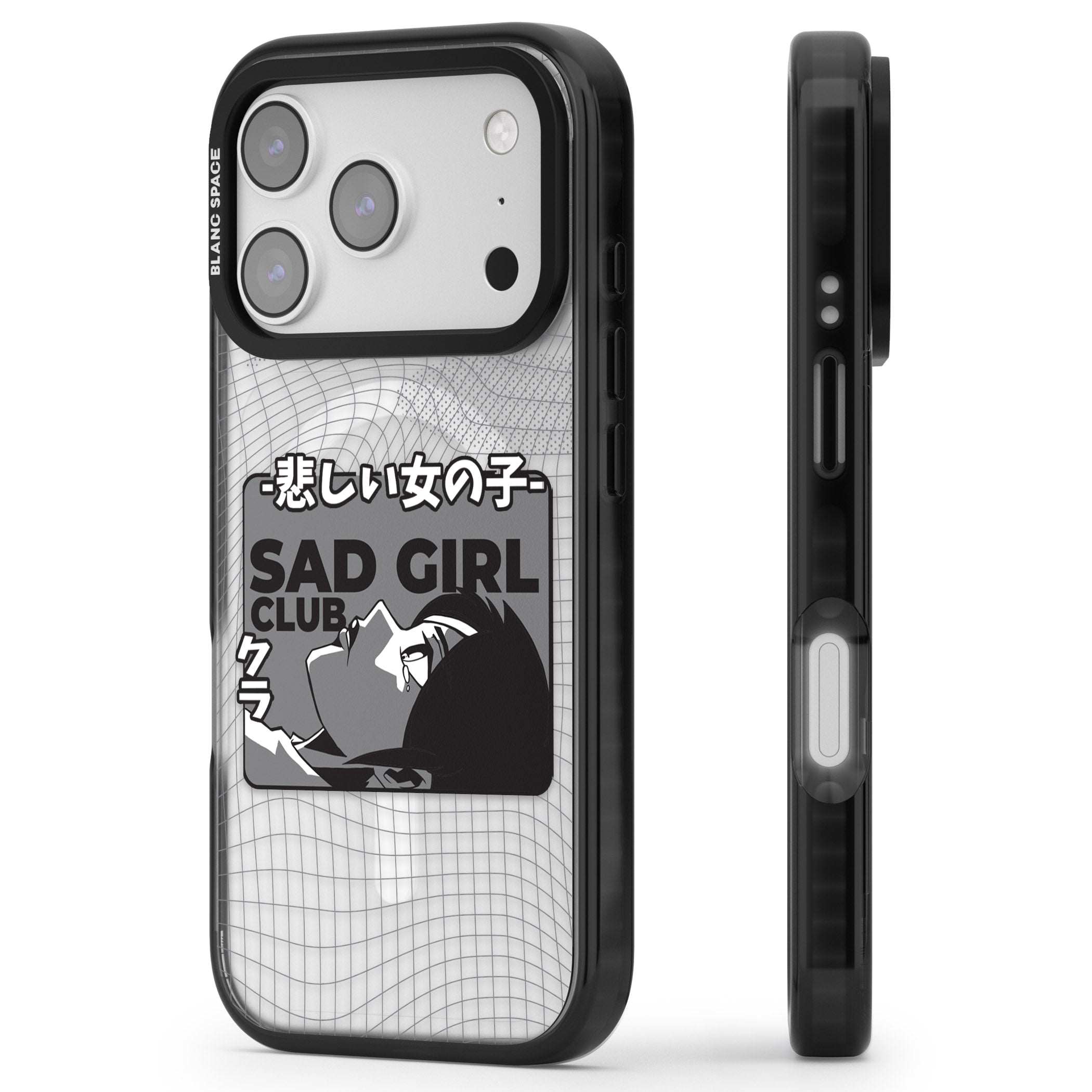 Sad Girl Club iPhone 17 Pro Impact Pro Black Phone Case Side Profile