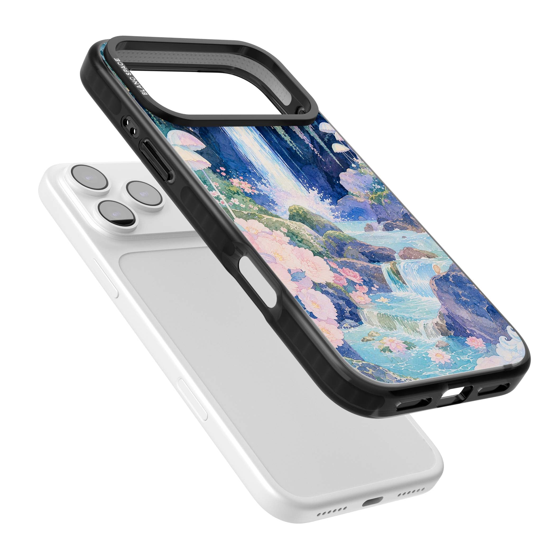 Mystic Waterfall art iPhone case | Black Impact Magsafe case for iPhone 17 Pro, iPhone 17 Pro Max