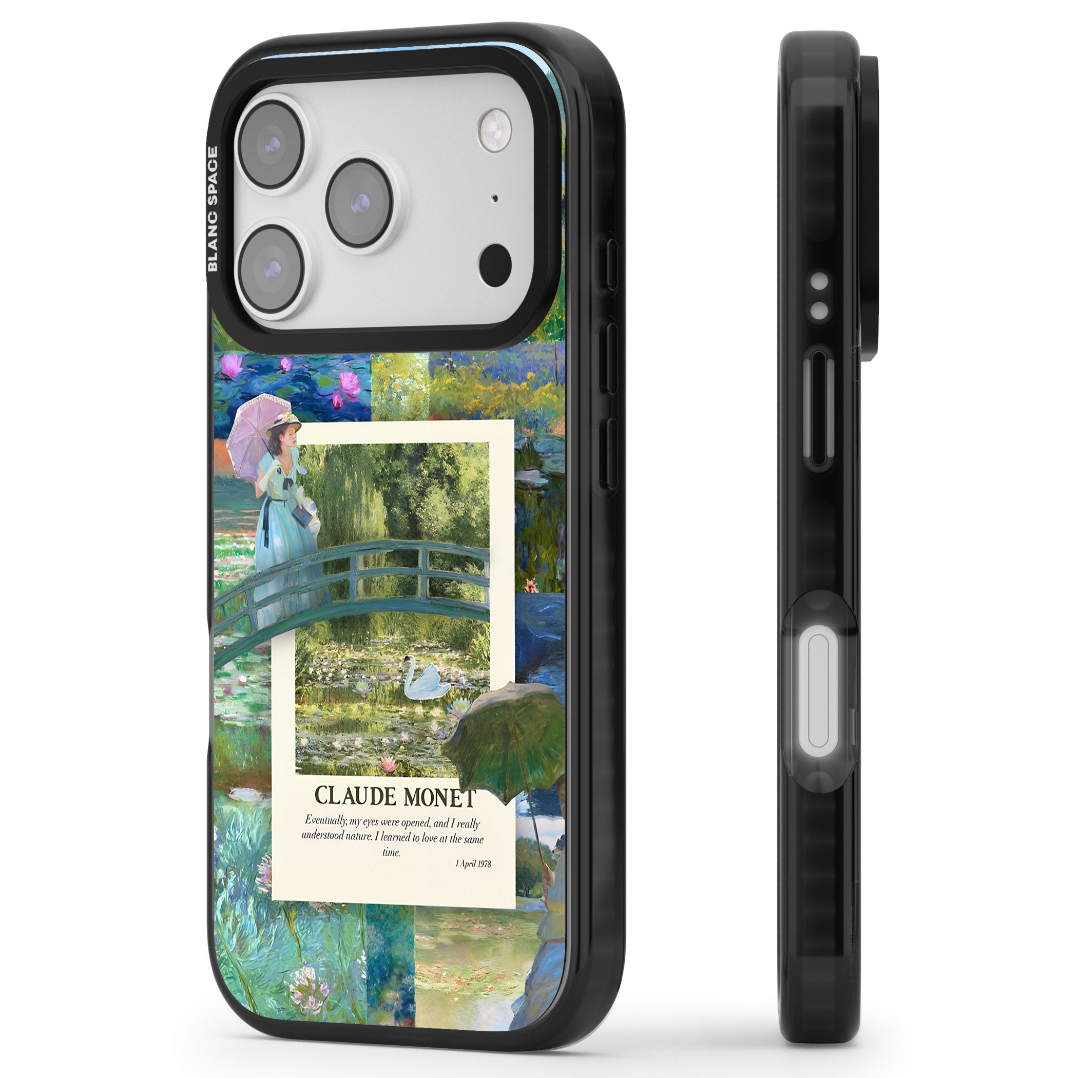 Monet Gardens iPhone 17 Pro Impact Pro Black Phone Case Side Profile